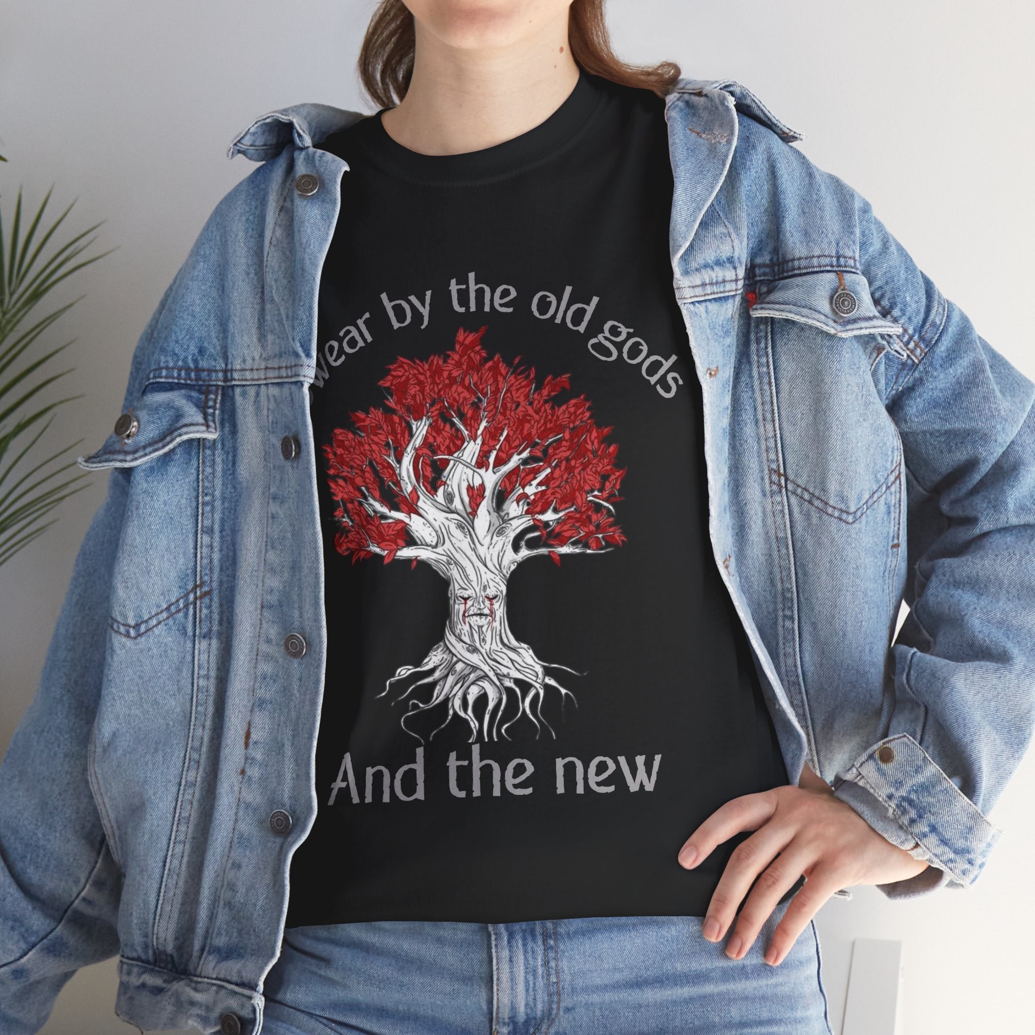 Old Gods & New Tree Tee — "Swear by the old gods and the new" Graphic Shirt
