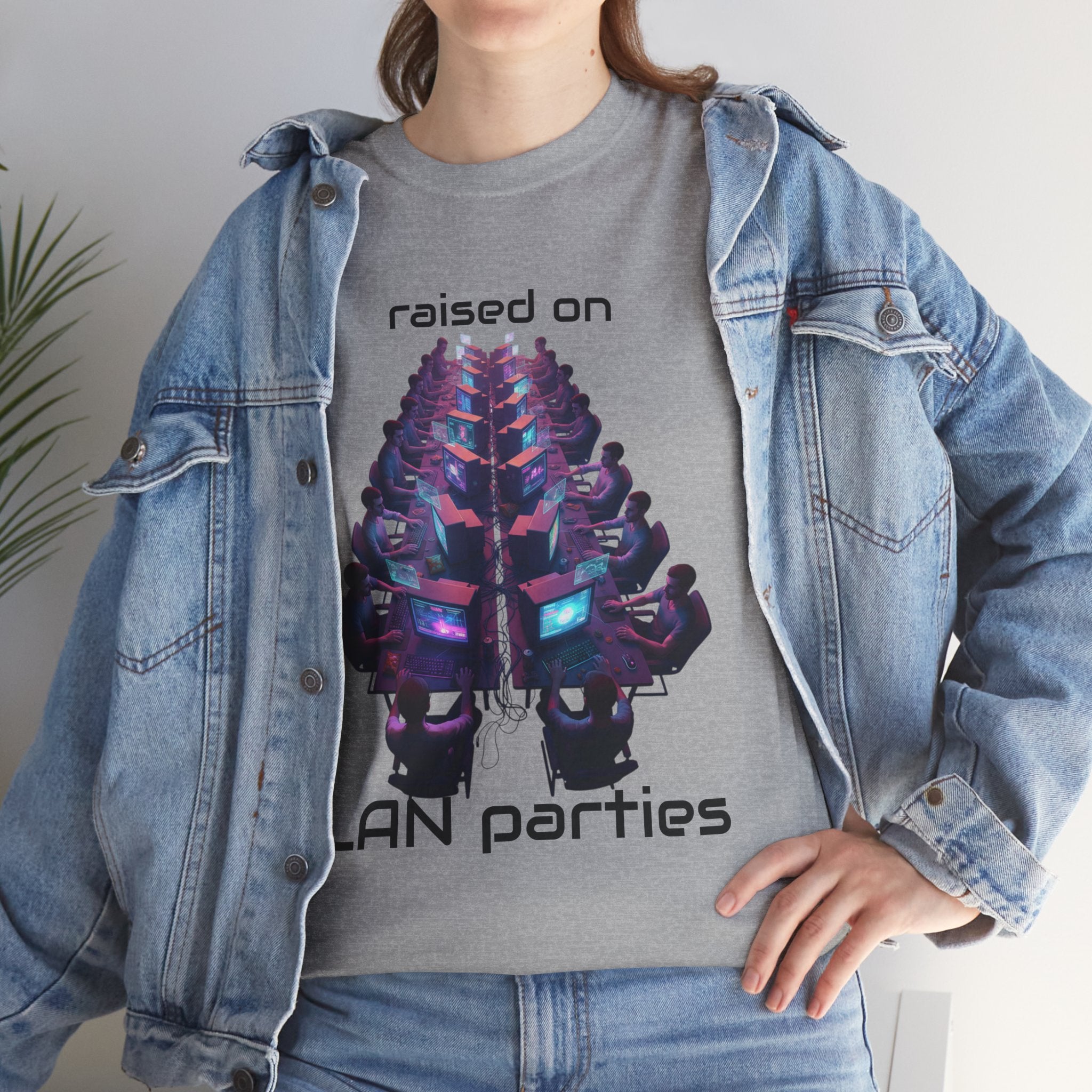 LAN Parties T-Shirt — "Raised on LAN parties" PC Gaming Tee with LAN Checklist