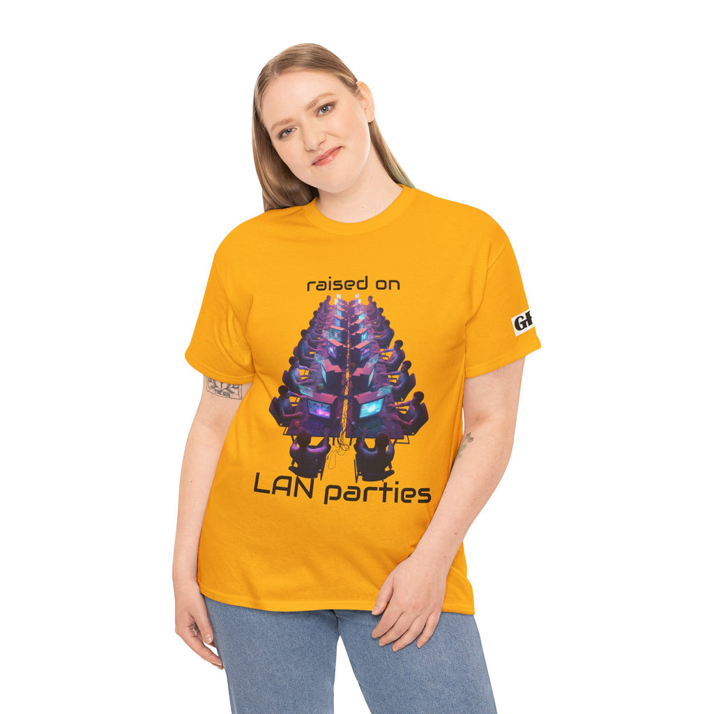 LAN Parties T-Shirt — "Raised on LAN parties" PC Gaming Tee with LAN Checklist