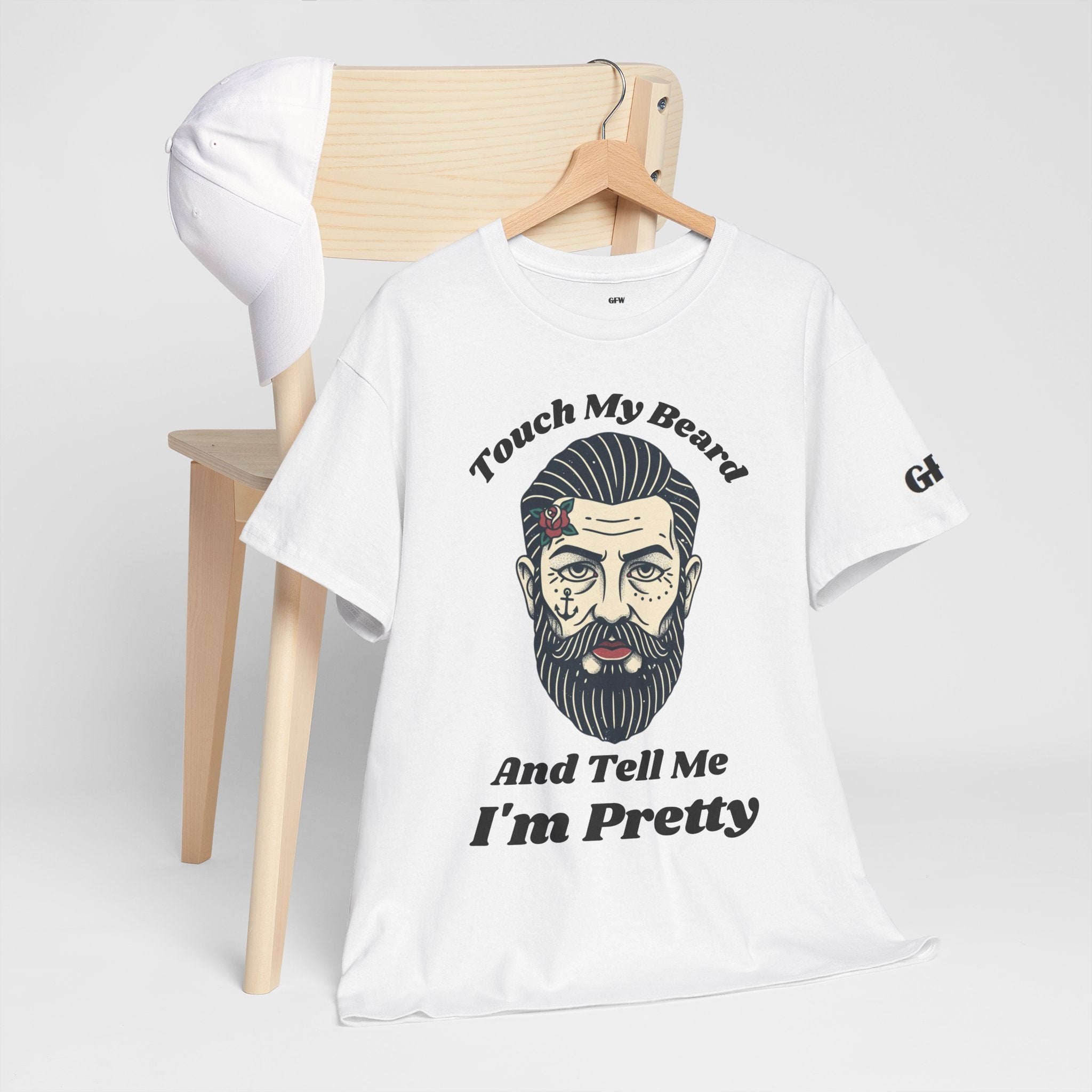Bearded Tee – "Touch My Beard And Tell Me I'm Pretty" Funny Graphic T-Shirt
