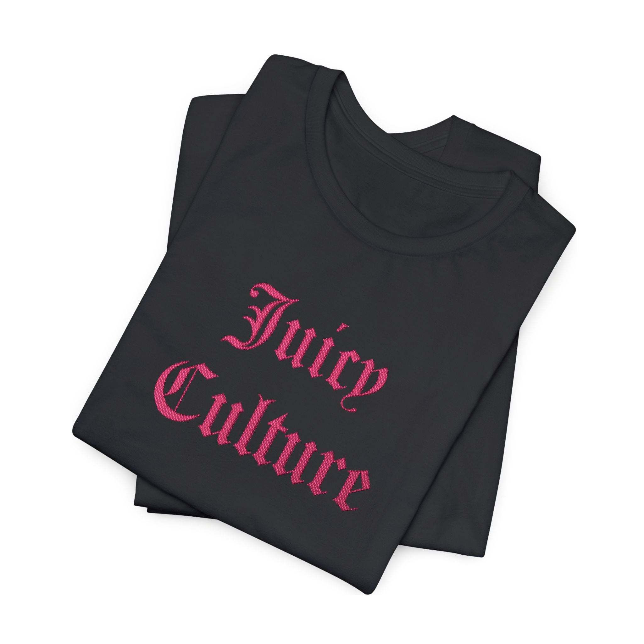 Juicy Culture Graphic Tee — Gothic Script White T-Shirt