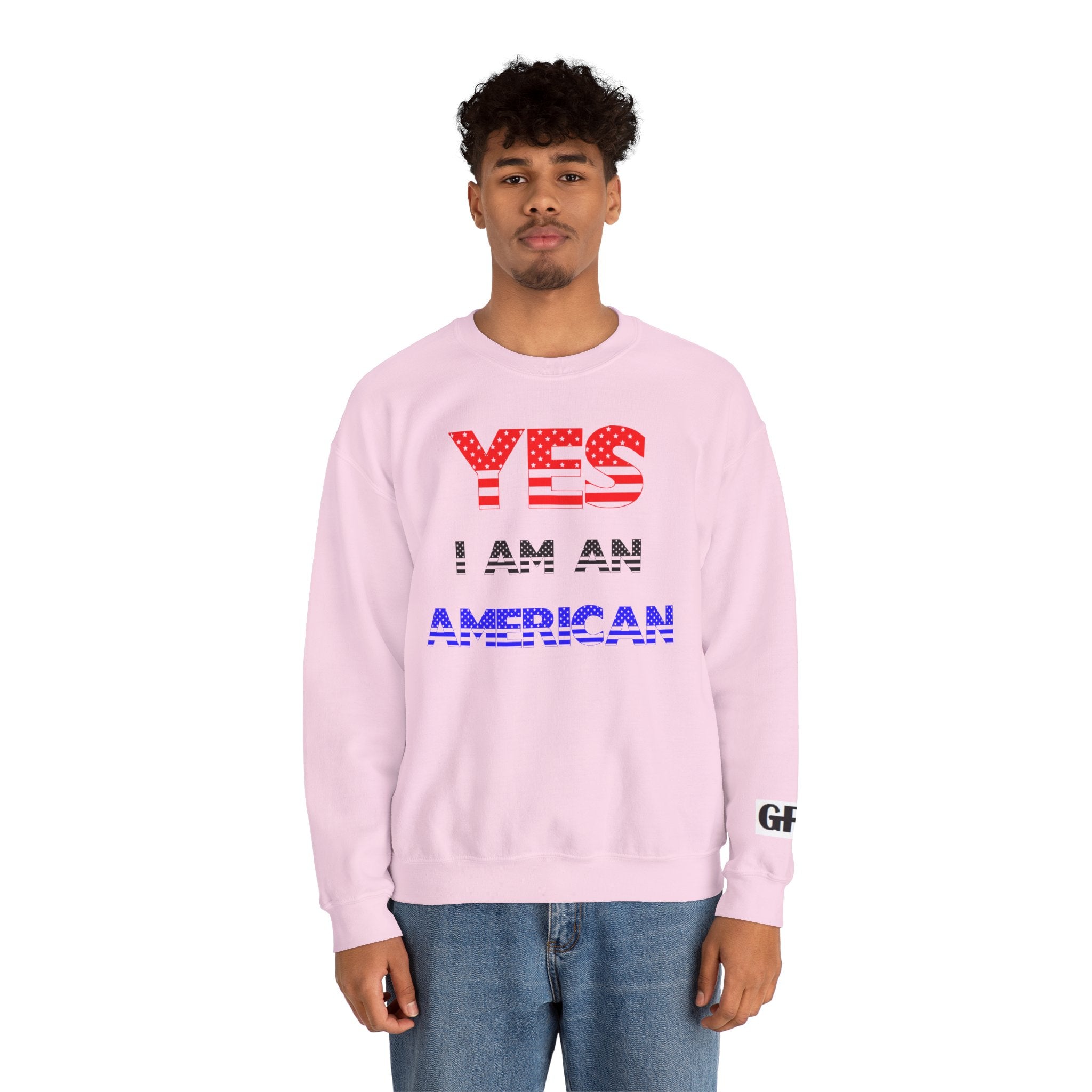 Patriotic USA Eagle Crewneck Sweatshirt — "YES I AM AN AMERICAN" Graphic