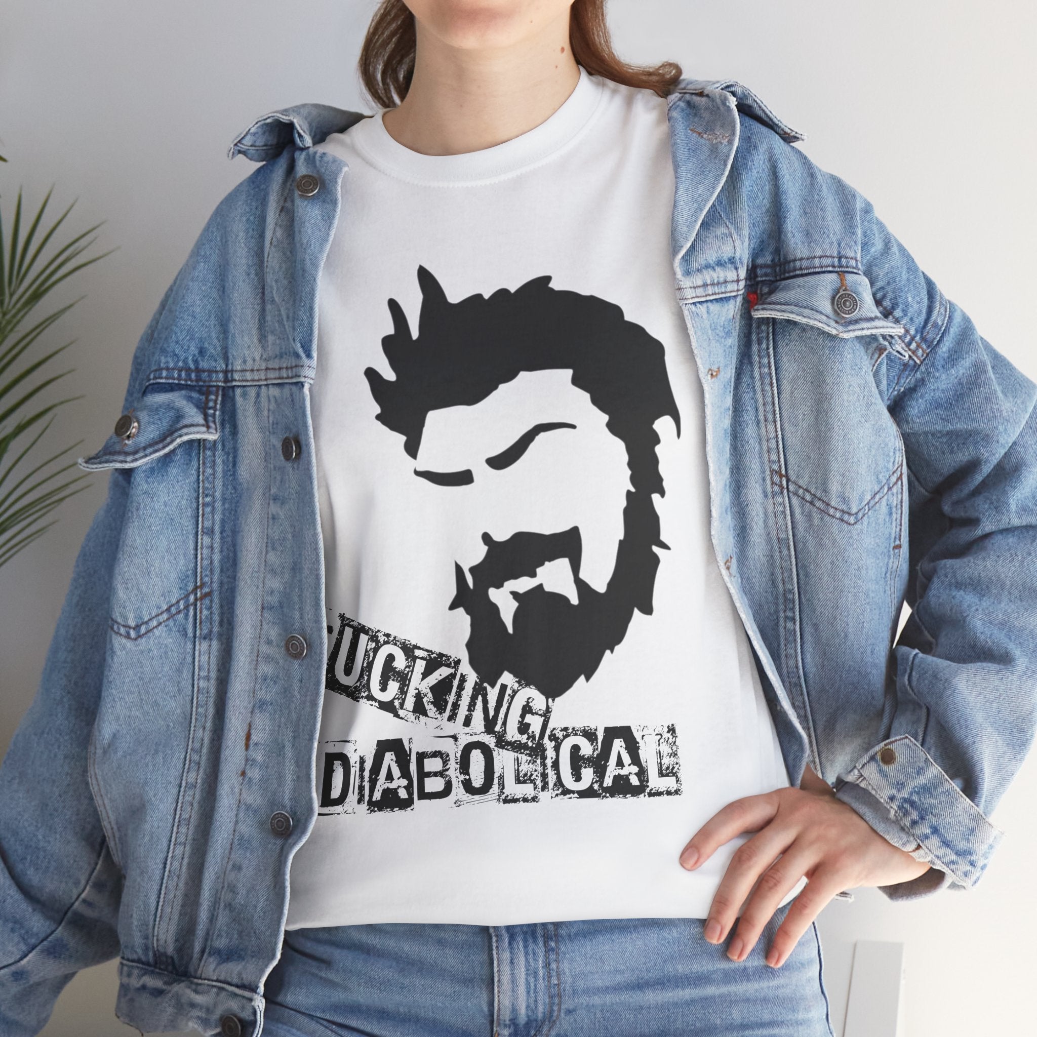 Diabolical Beard Graphic Tee – "Fucking Diabolical" White Cotton Shirt