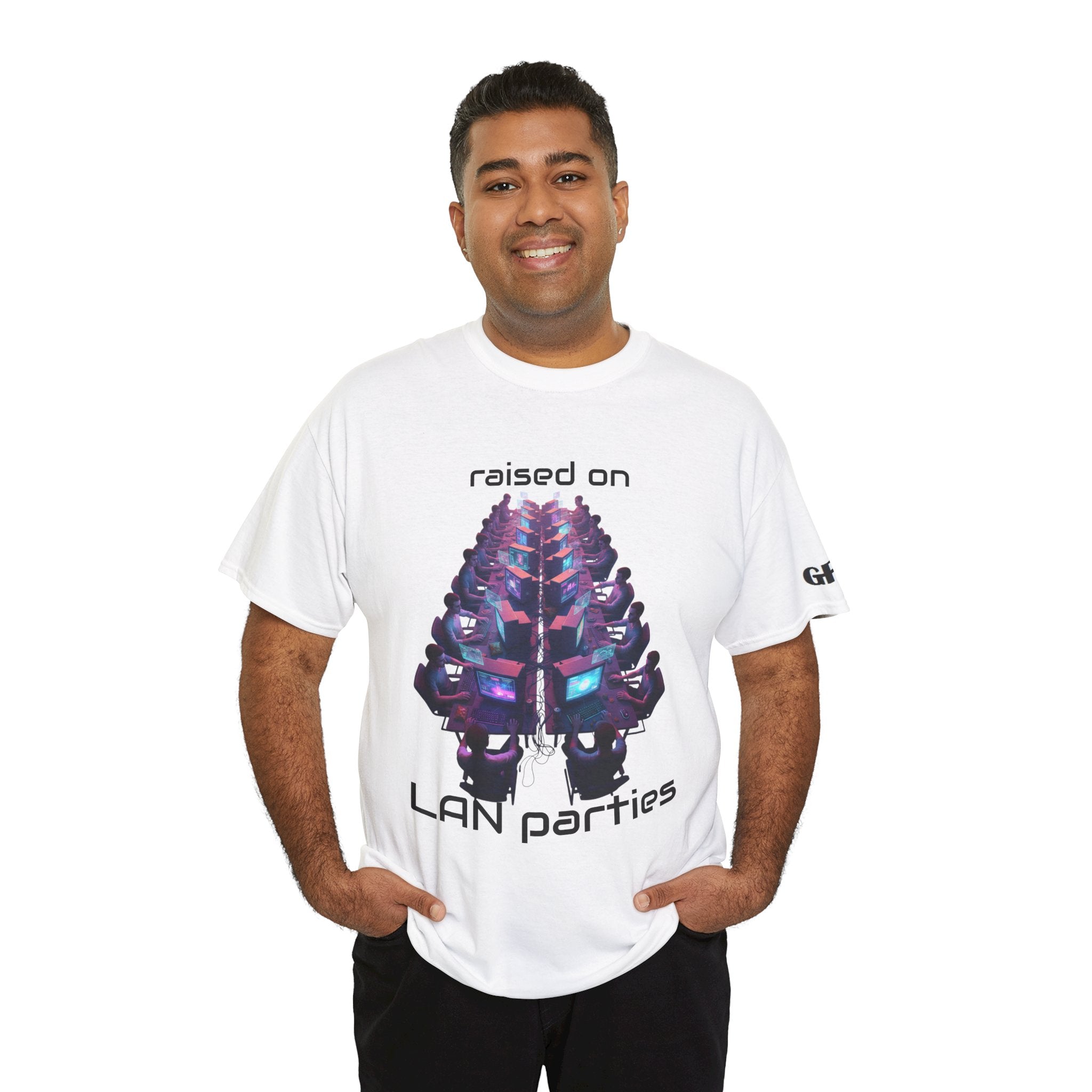 LAN Parties T-Shirt — "Raised on LAN parties" PC Gaming Tee with LAN Checklist