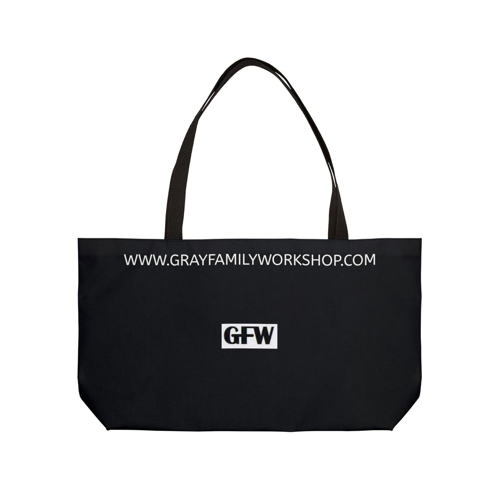 Weekender Tote Bag — "I See You Shiver, With Antisipation" Red Lip Graphic Tote
