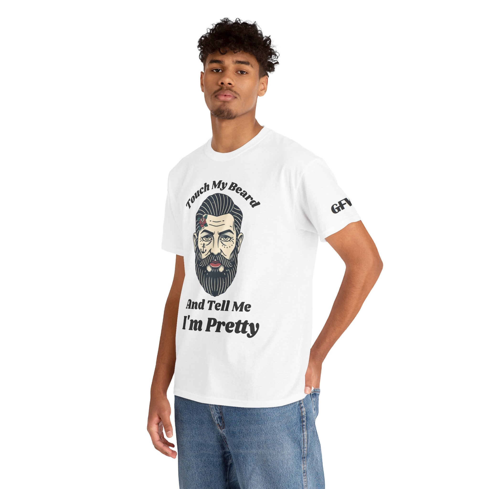 Bearded Tee – "Touch My Beard And Tell Me I'm Pretty" Funny Graphic T-Shirt