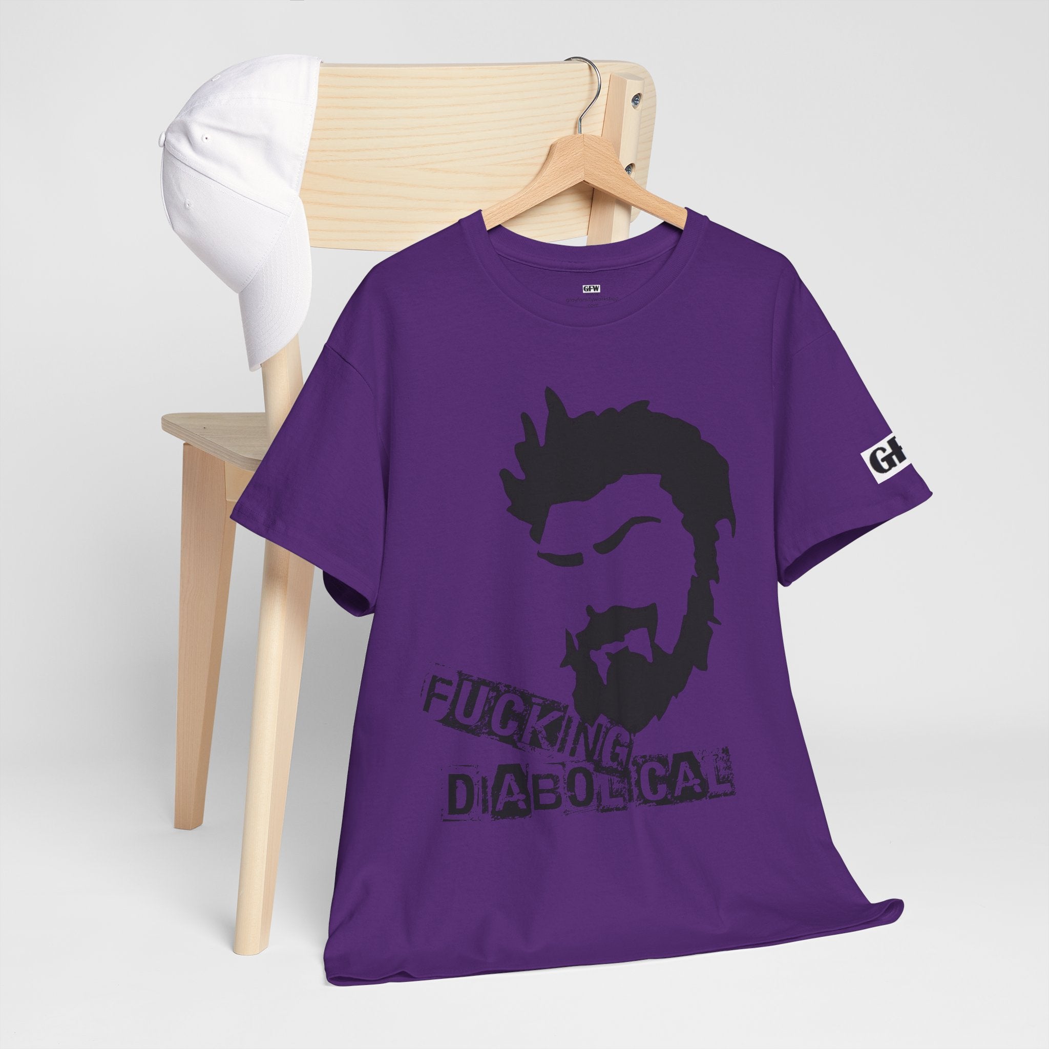 Diabolical Beard Graphic Tee – "Fucking Diabolical" White Cotton Shirt