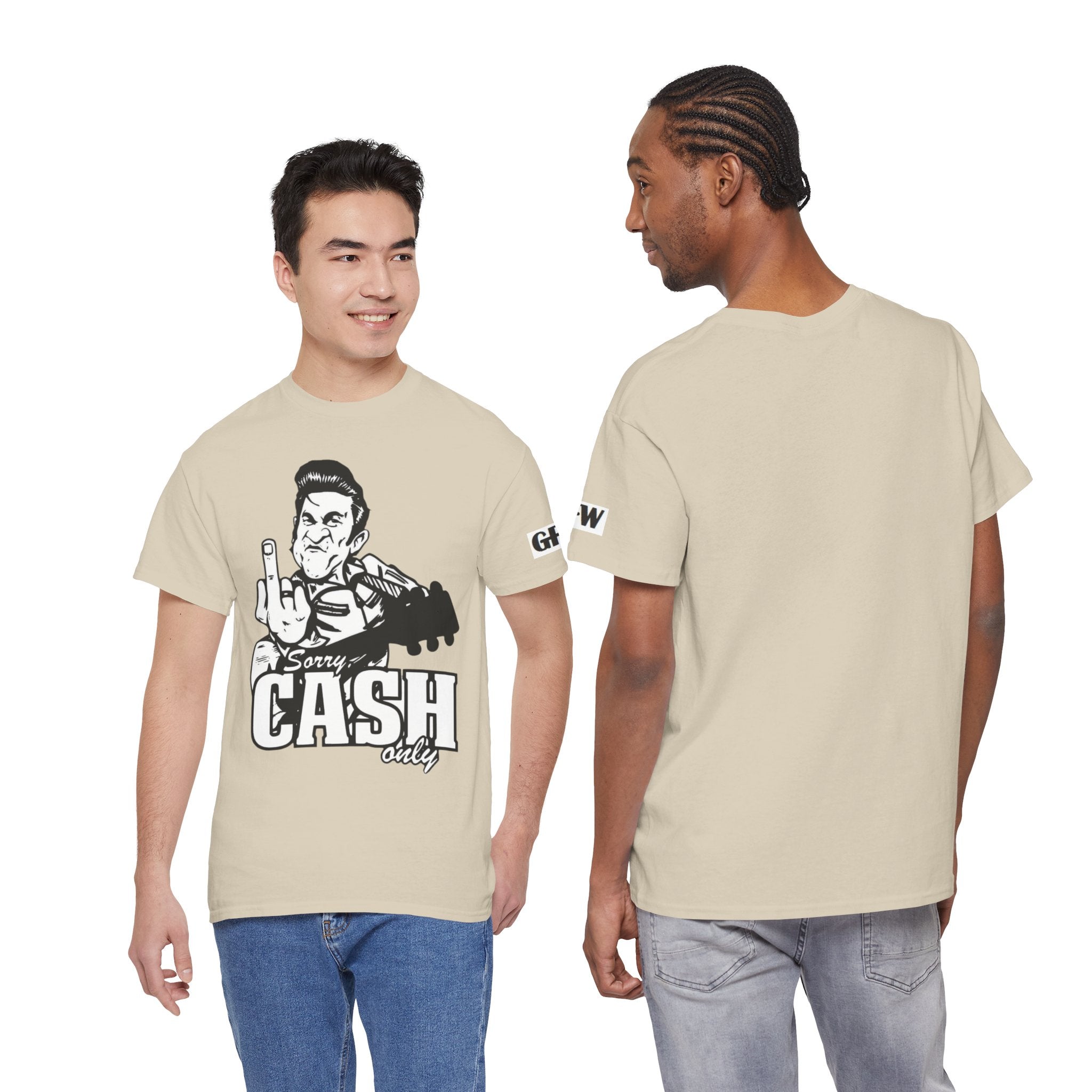Graphic Tee — 'Sorry Cash Only' Johnny Guitar Retro Rock T-Shirt