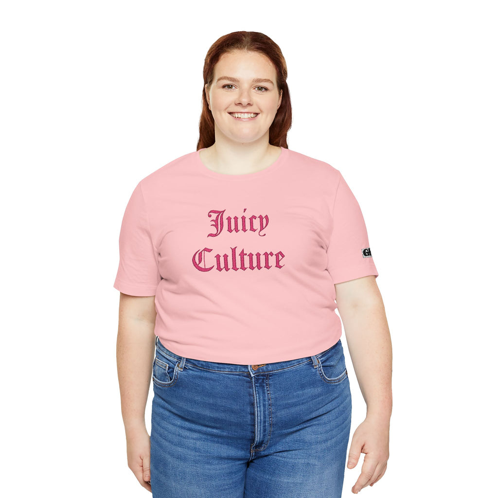 Juicy Culture Graphic Tee — Gothic Script White T-Shirt