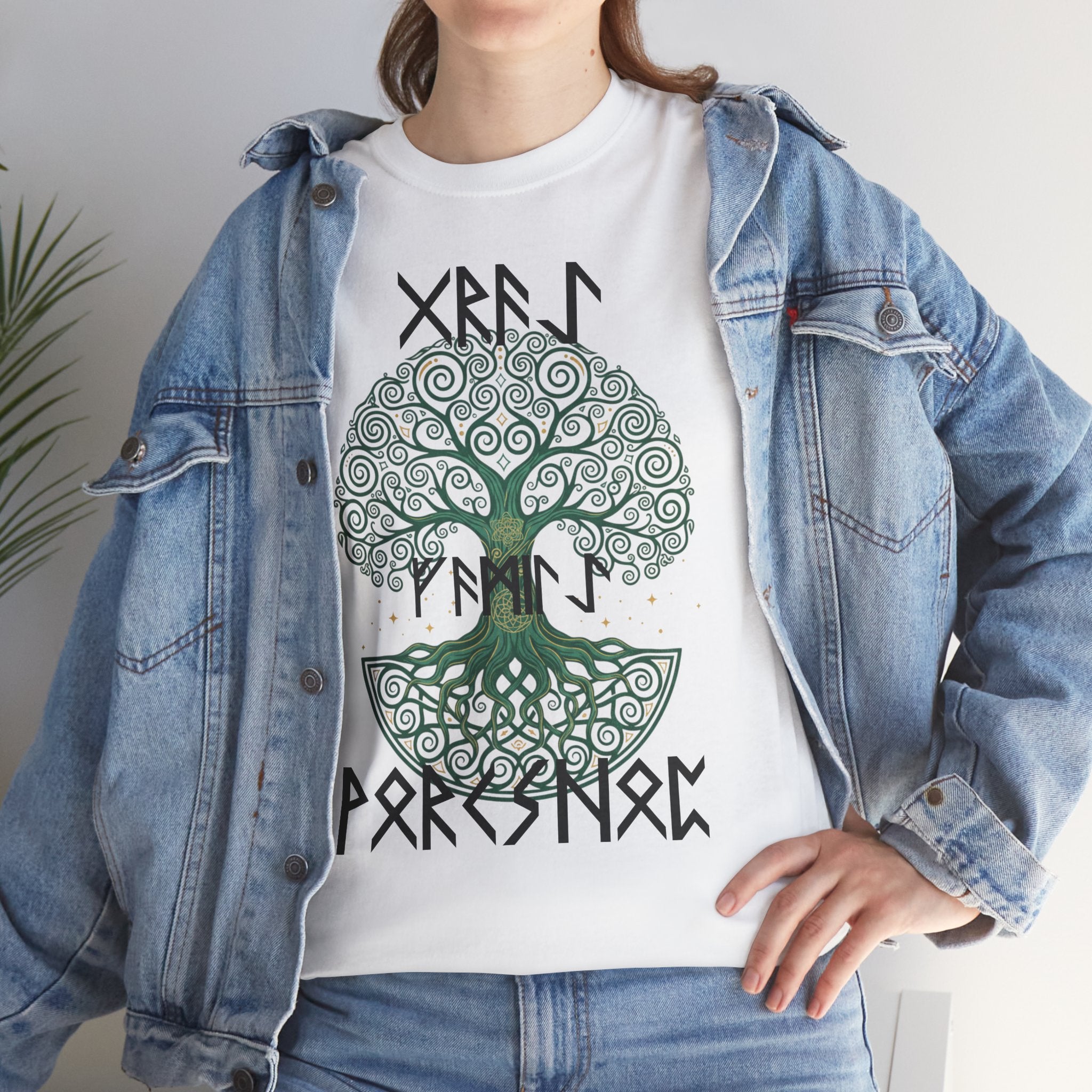 Yggdrasil Tree of Life T‑Shirt — "Gray Family Workshop" written in Rune