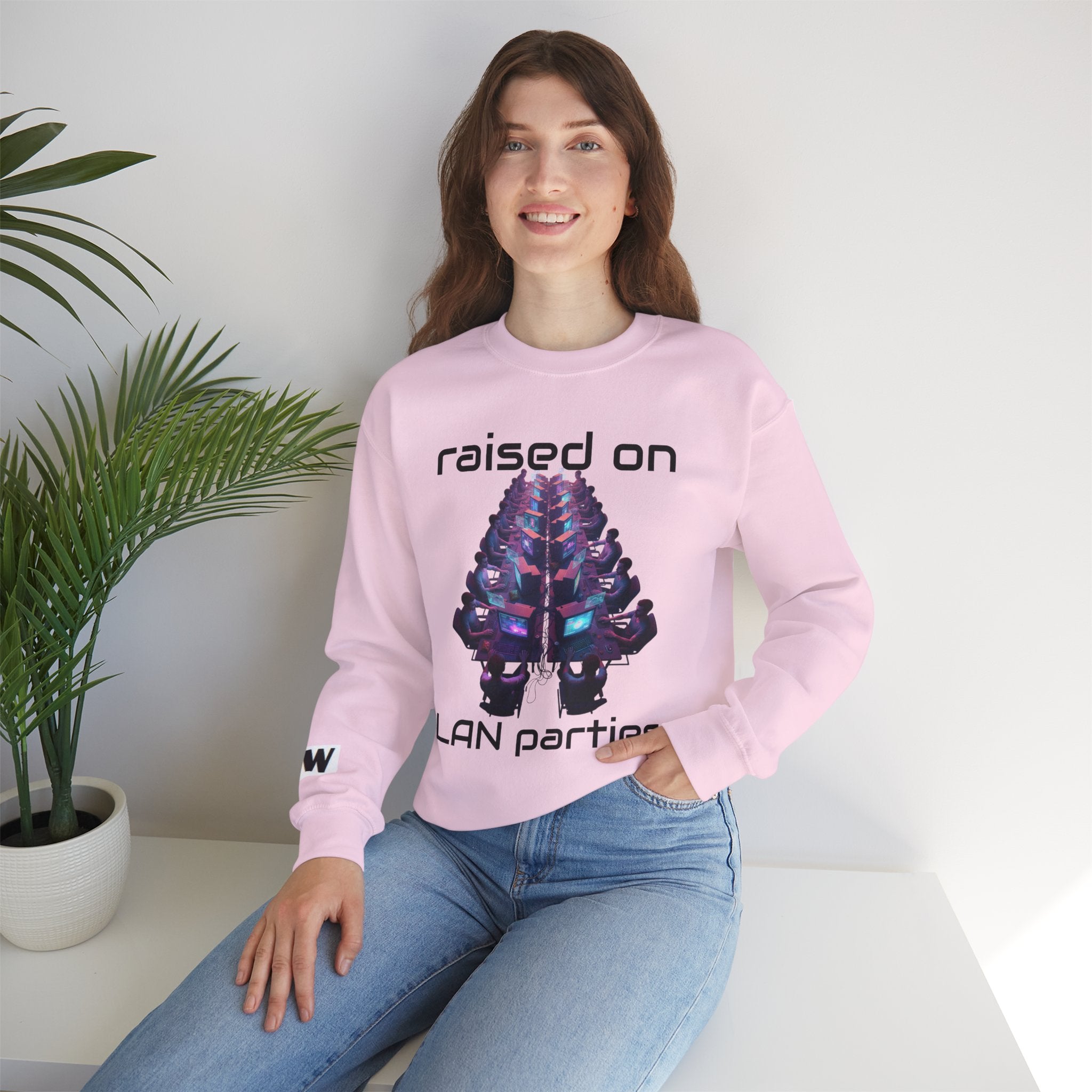 LAN Party Sweatshirt — "Raised on LAN Parties" Crewneck with Backside LAN Checklist