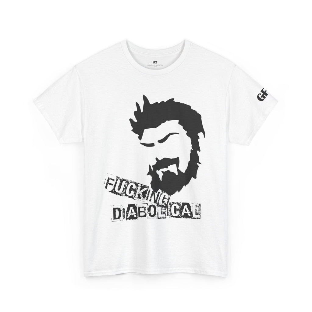 Diabolical Beard Graphic Tee – "Fucking Diabolical" White Cotton Shirt