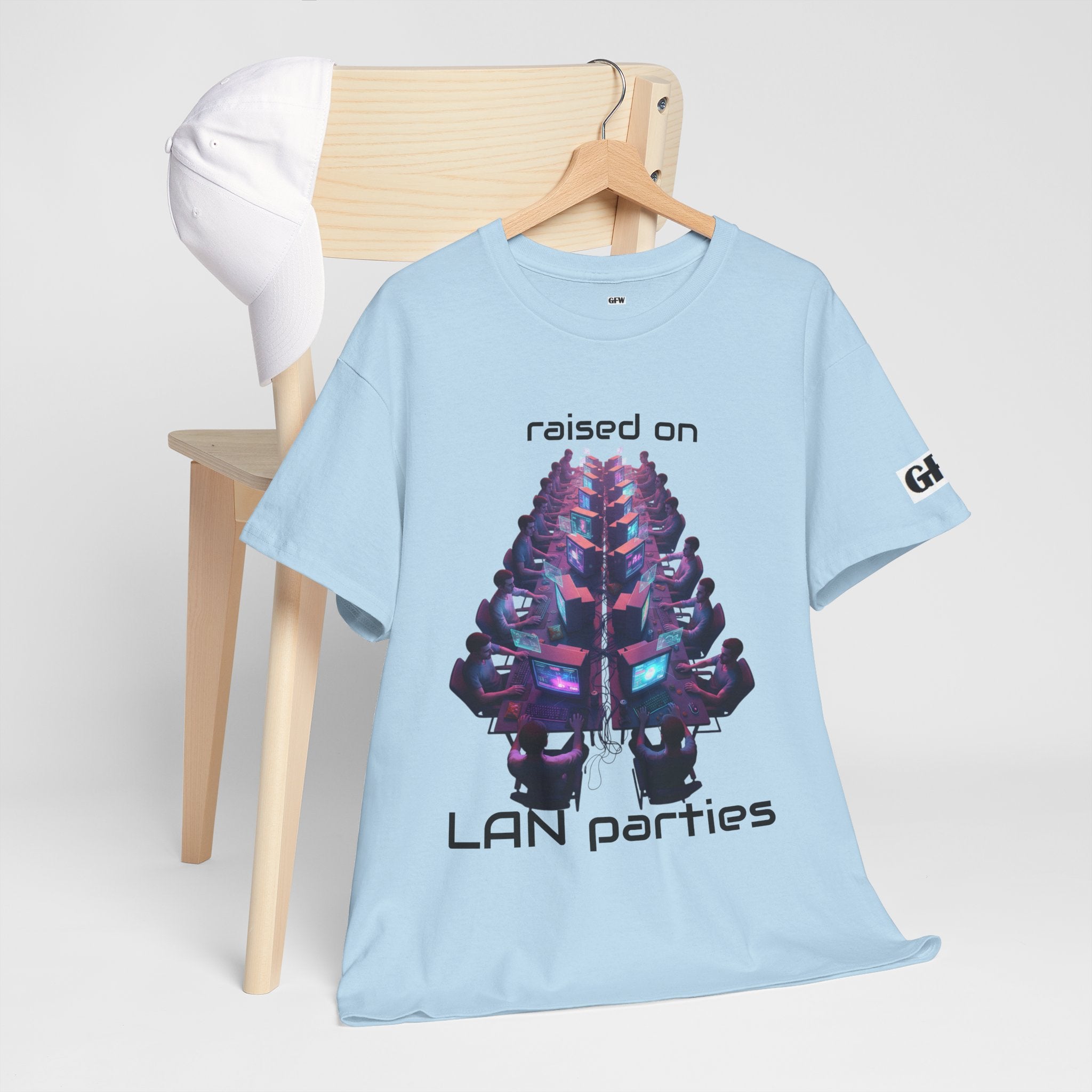 LAN Parties T-Shirt — "Raised on LAN parties" PC Gaming Tee with LAN Checklist