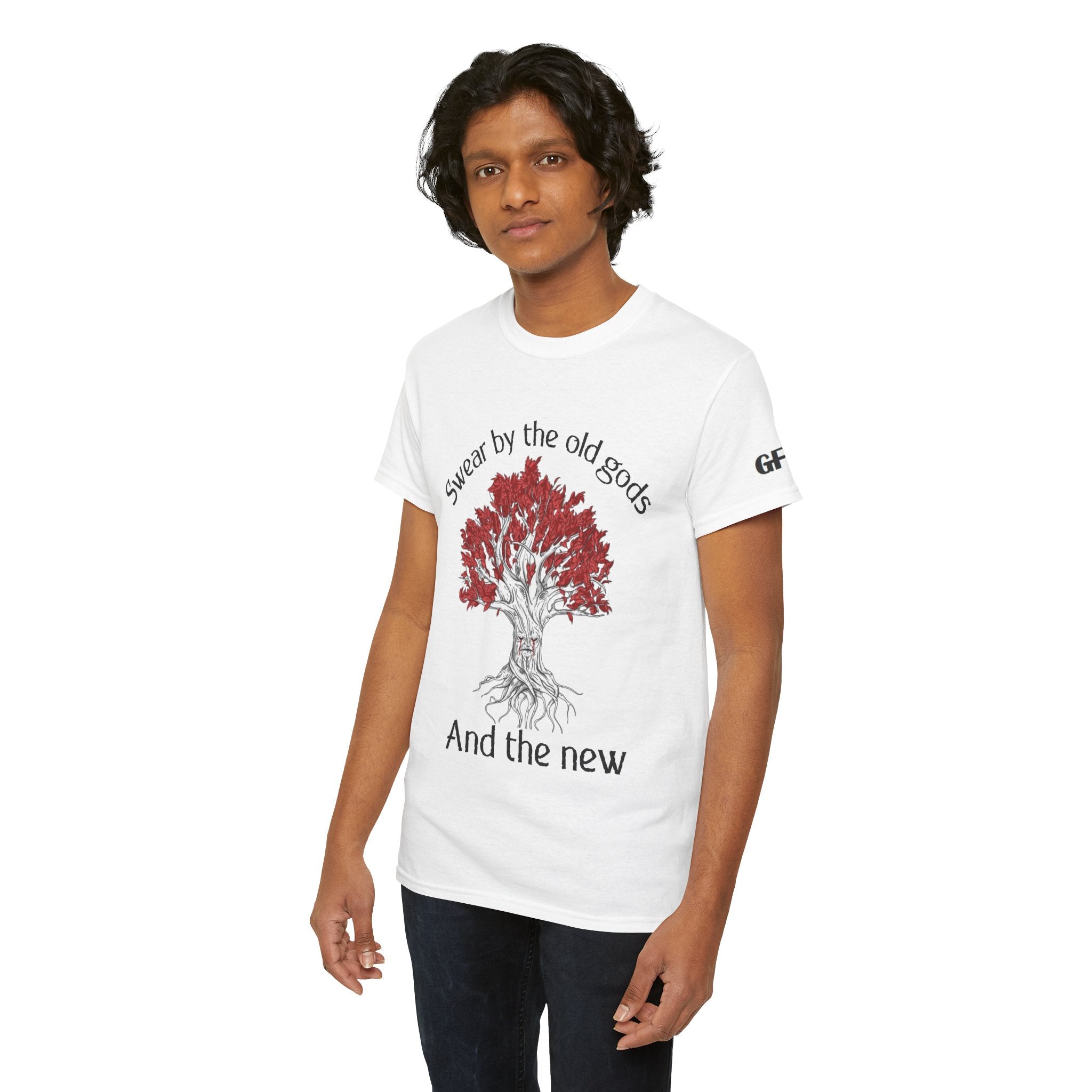 Old Gods & New Tree Tee — "Swear by the old gods and the new" Graphic Shirt