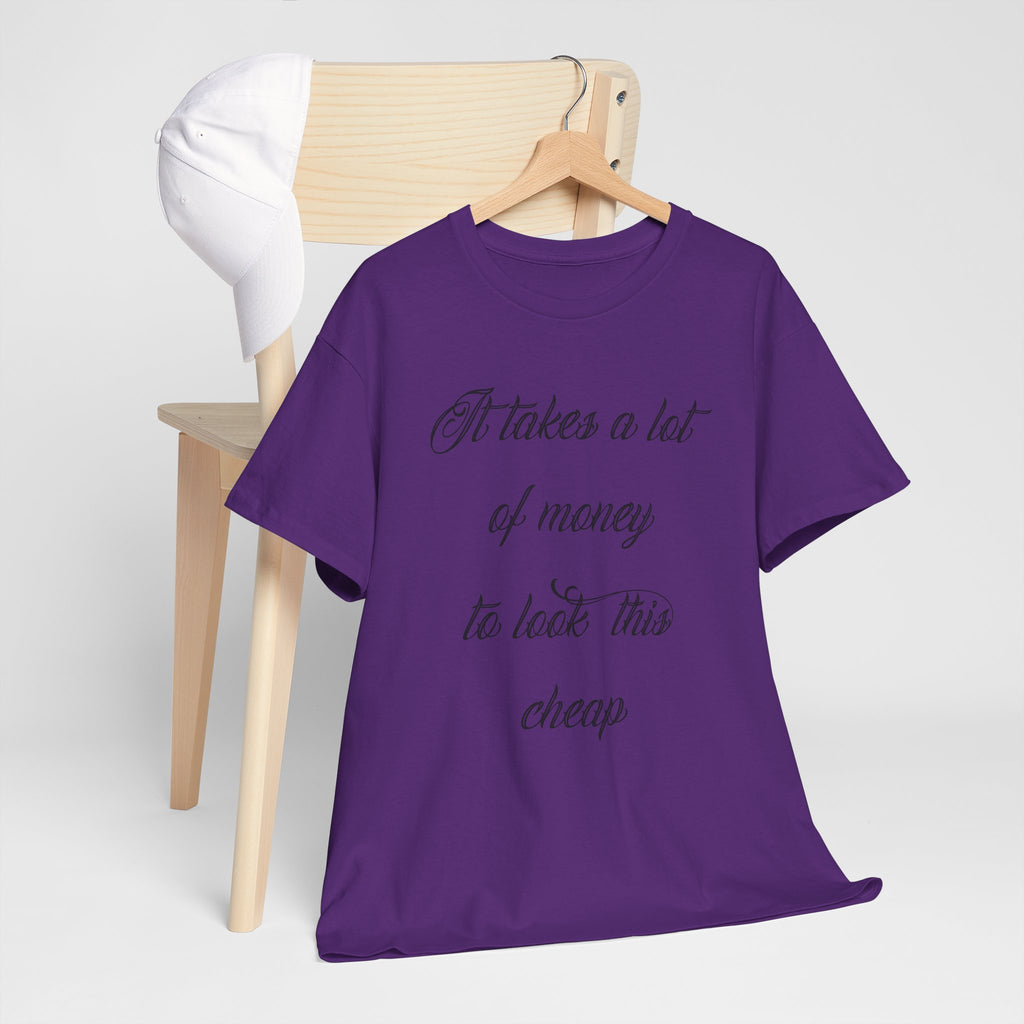 T-Shirt — "It takes a lot of money to look this cheap" Script Graphic Tee