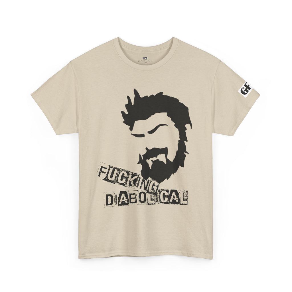 Diabolical Beard Graphic Tee – "Fucking Diabolical" White Cotton Shirt