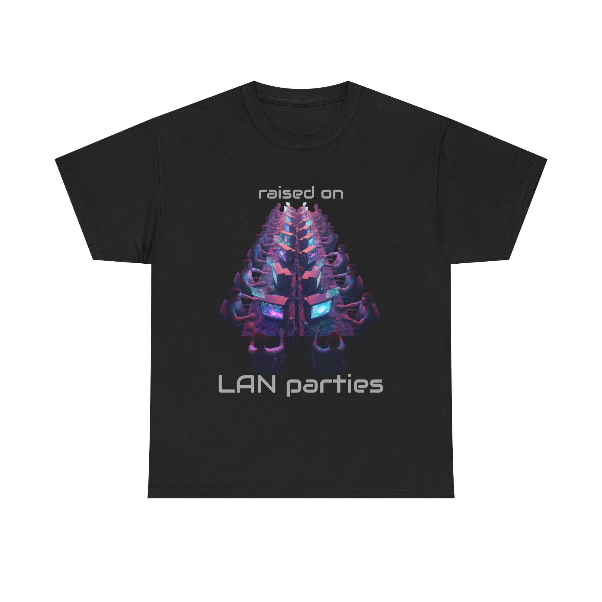 LAN Parties T-Shirt — "Raised on LAN parties" PC Gaming Tee with LAN Checklist