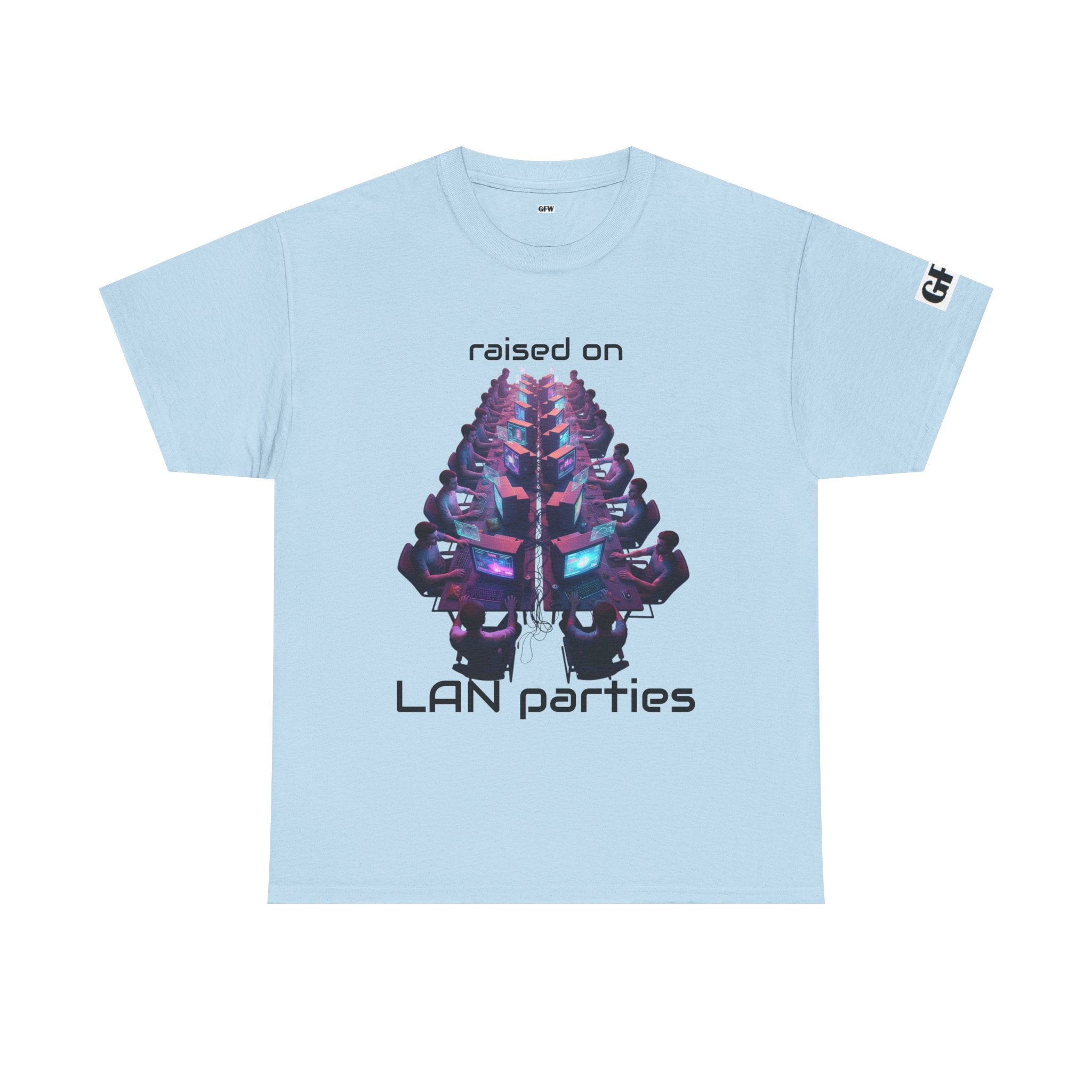 LAN Parties T-Shirt — "Raised on LAN parties" PC Gaming Tee with LAN Checklist