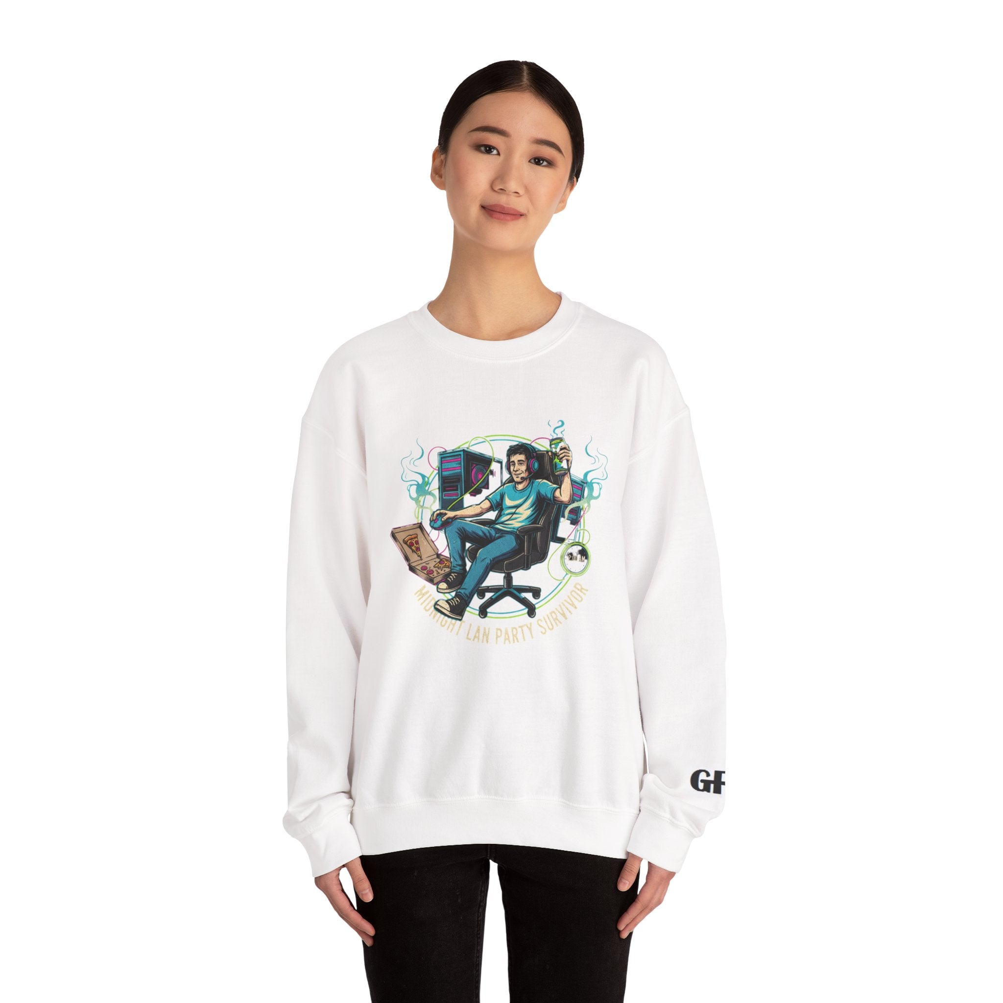 Gamer Chill Crewneck Sweatshirt – 'Level Up' Retro PC Gaming Graphic