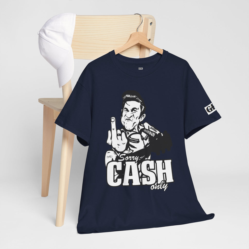 Graphic Tee — 'Sorry Cash Only' Johnny Guitar Retro Rock T-Shirt