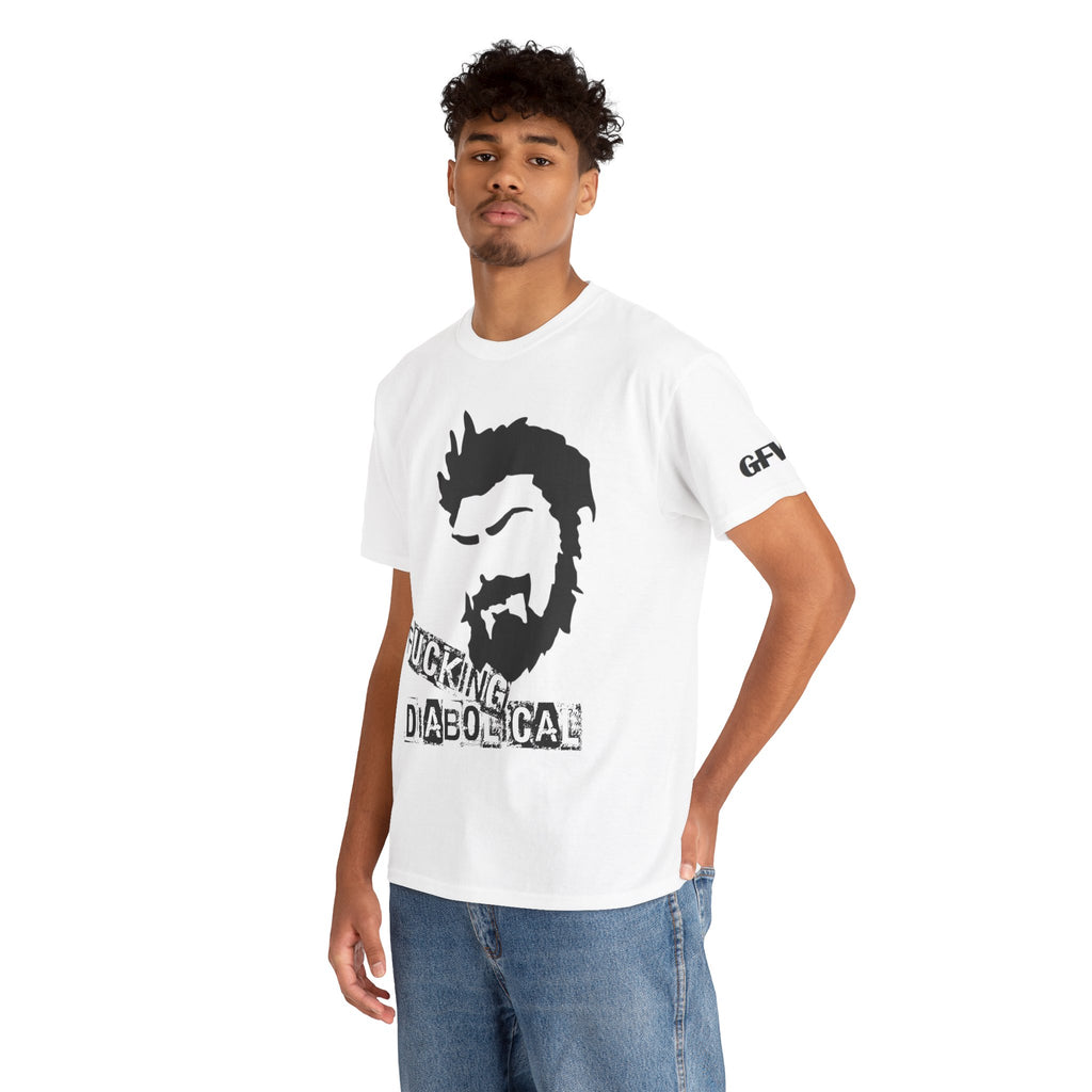 Diabolical Beard Graphic Tee – "Fucking Diabolical" White Cotton Shirt