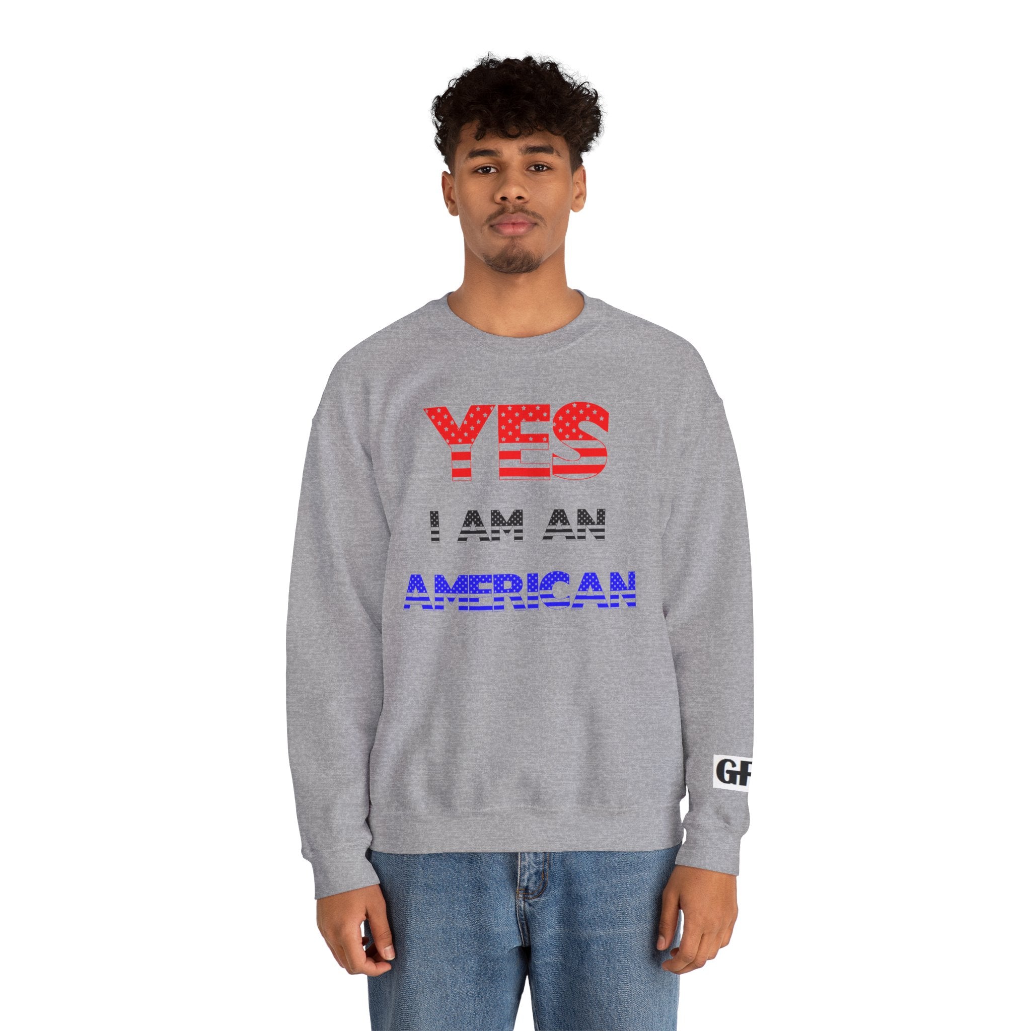 Patriotic USA Eagle Crewneck Sweatshirt — "YES I AM AN AMERICAN" Graphic