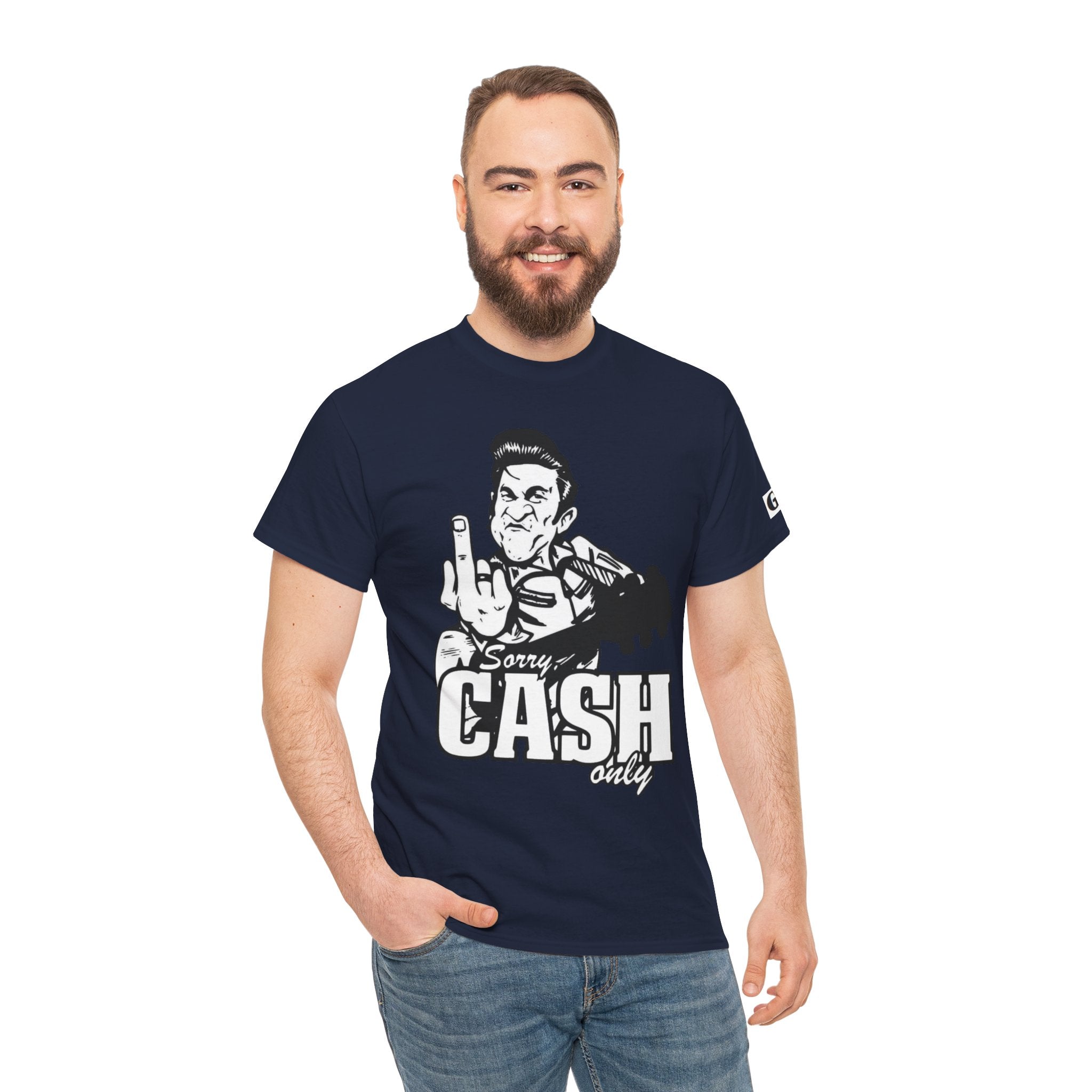 Graphic Tee — 'Sorry Cash Only' Johnny Guitar Retro Rock T-Shirt