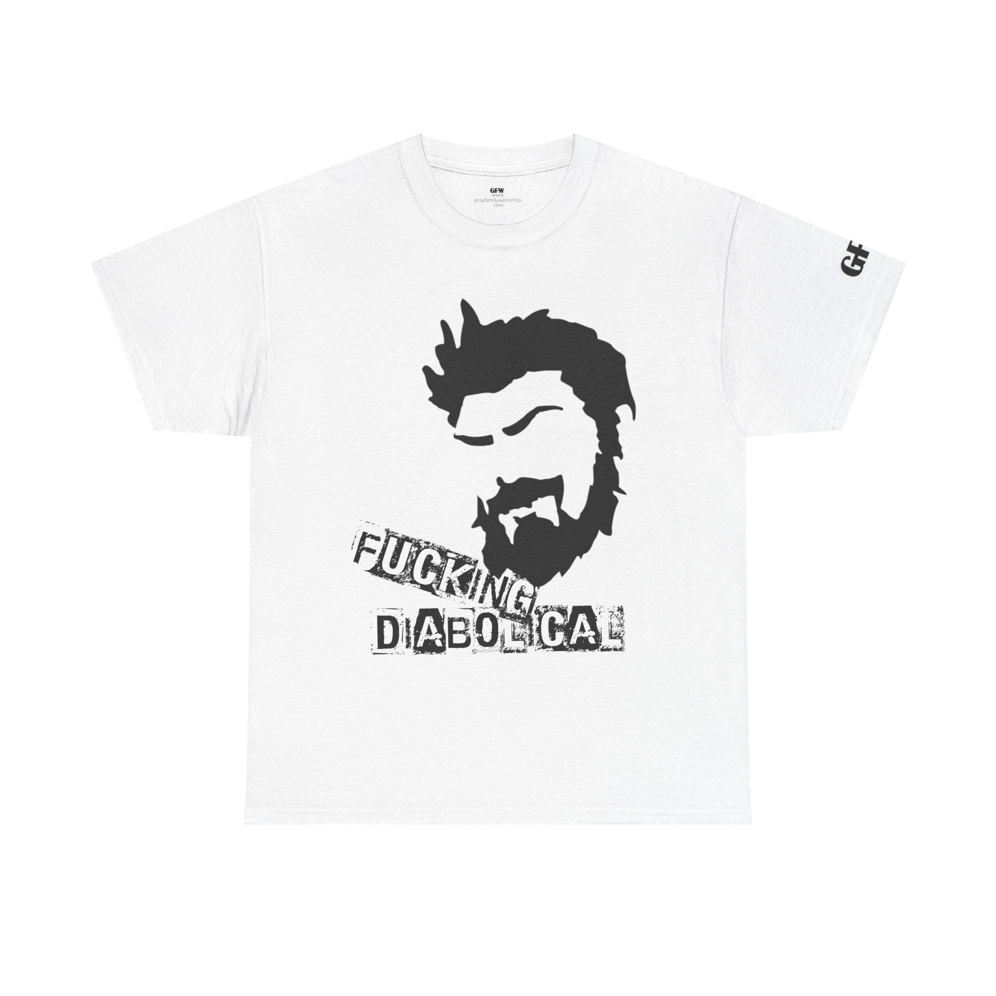 Diabolical Beard Graphic Tee – "Fucking Diabolical" White Cotton Shirt