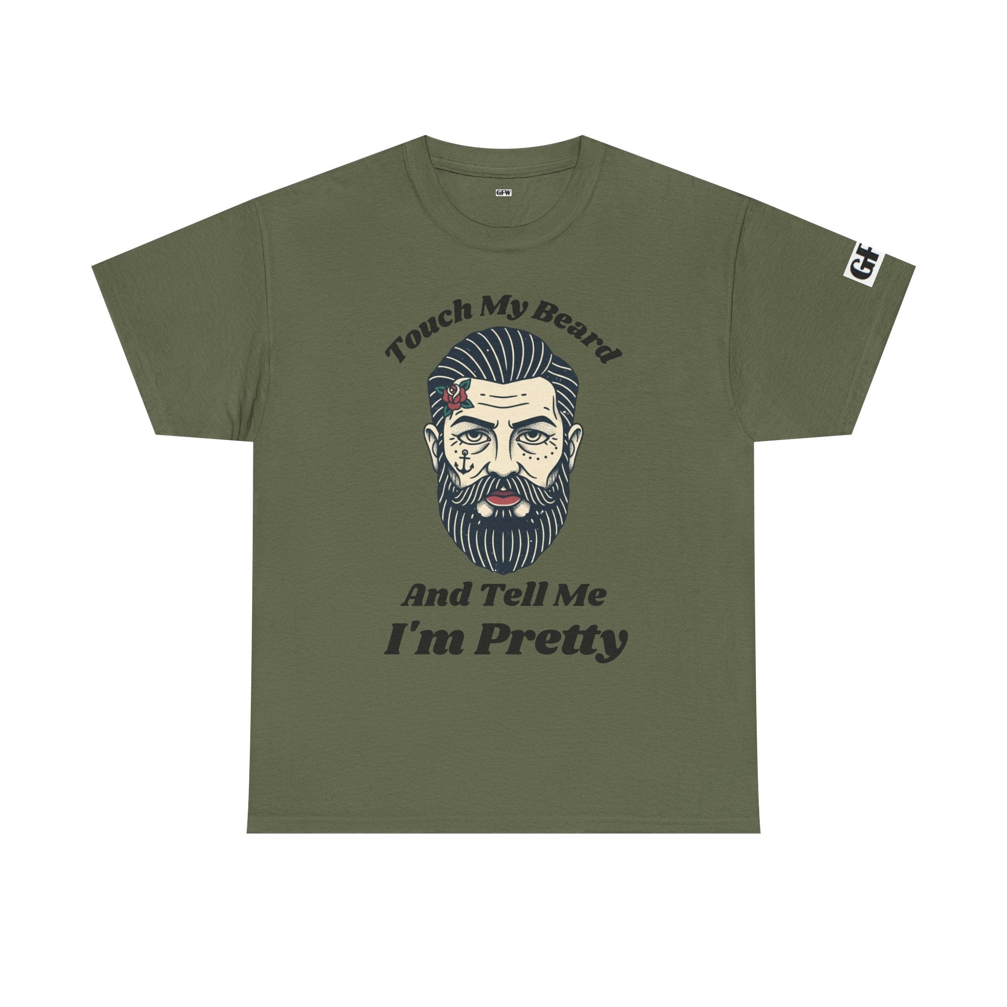 Bearded Tee – "Touch My Beard And Tell Me I'm Pretty" Funny Graphic T-Shirt