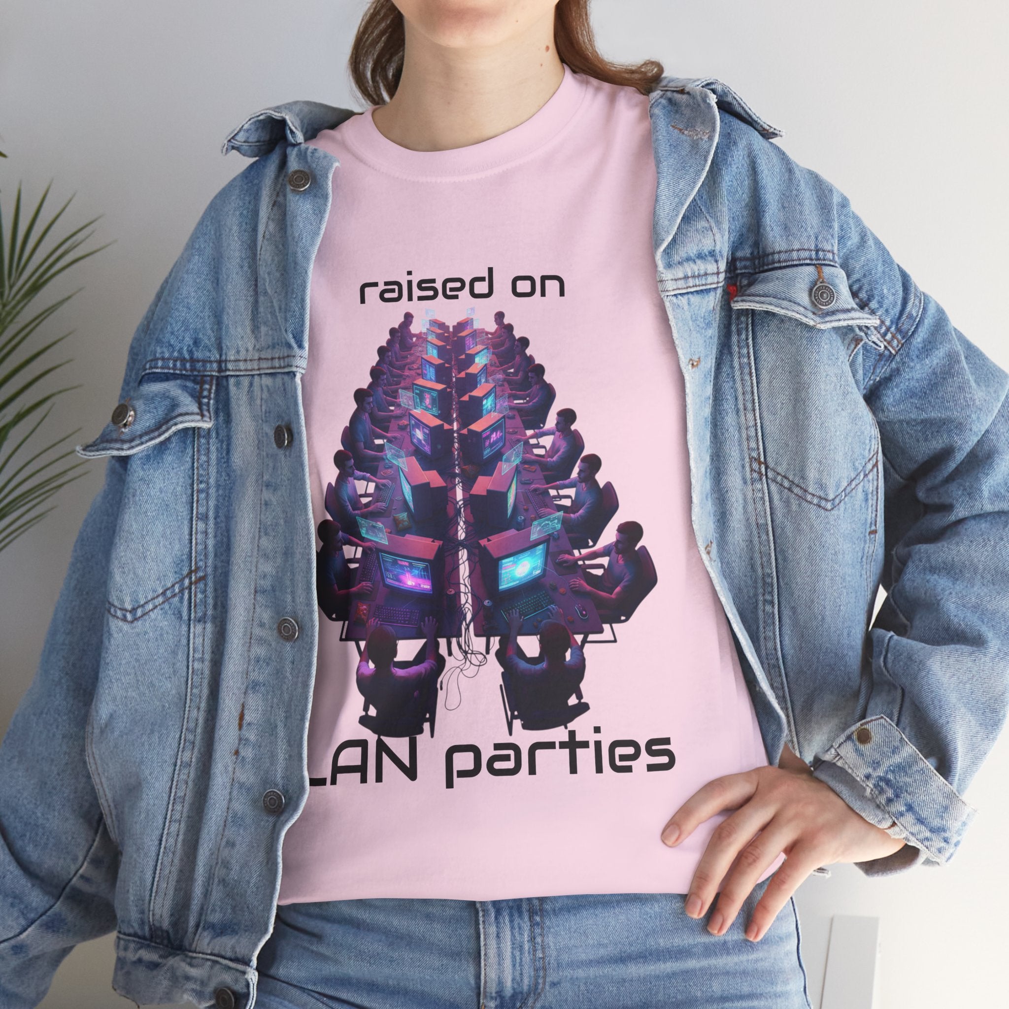 LAN Parties T-Shirt — "Raised on LAN parties" PC Gaming Tee with LAN Checklist