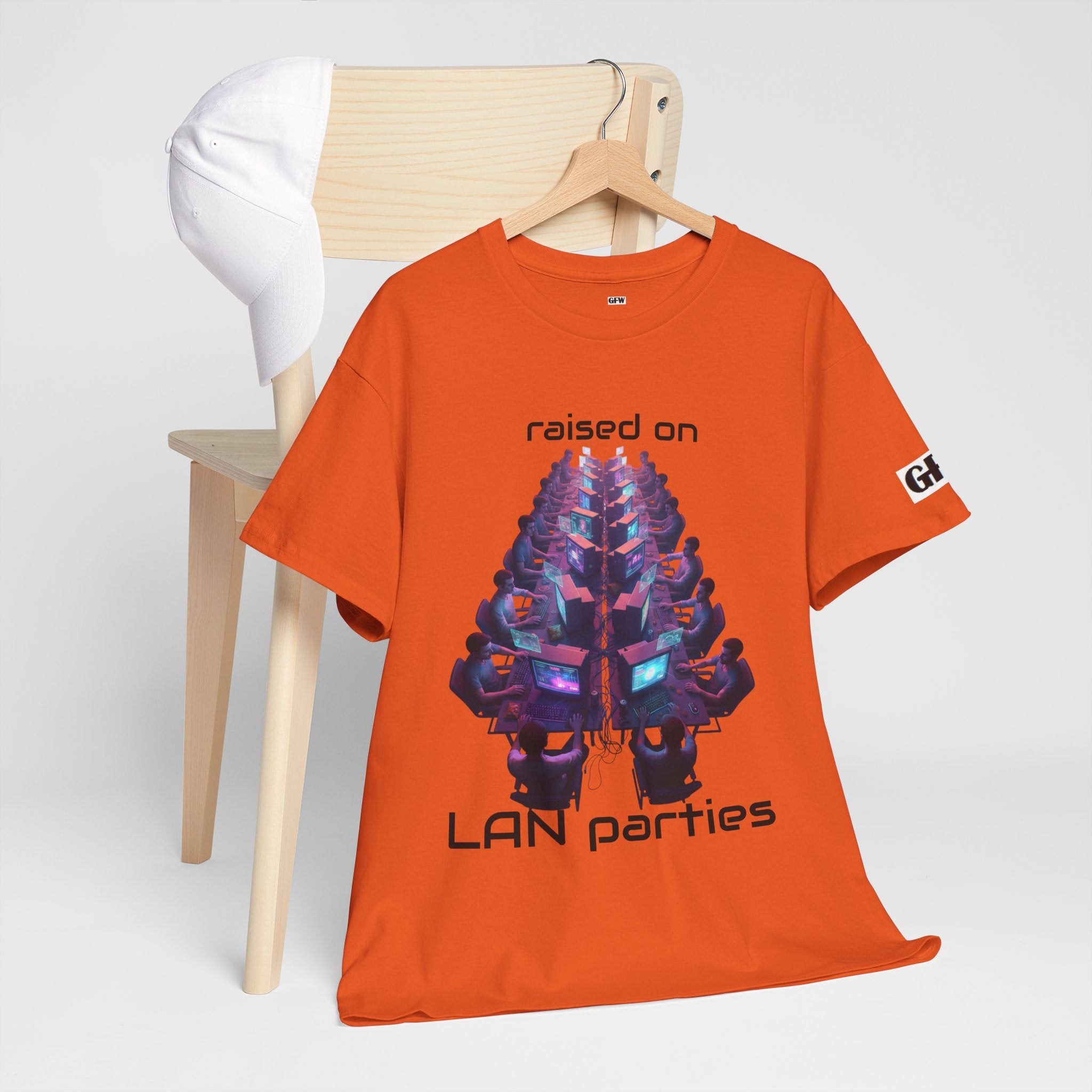 LAN Parties T-Shirt — "Raised on LAN parties" PC Gaming Tee with LAN Checklist