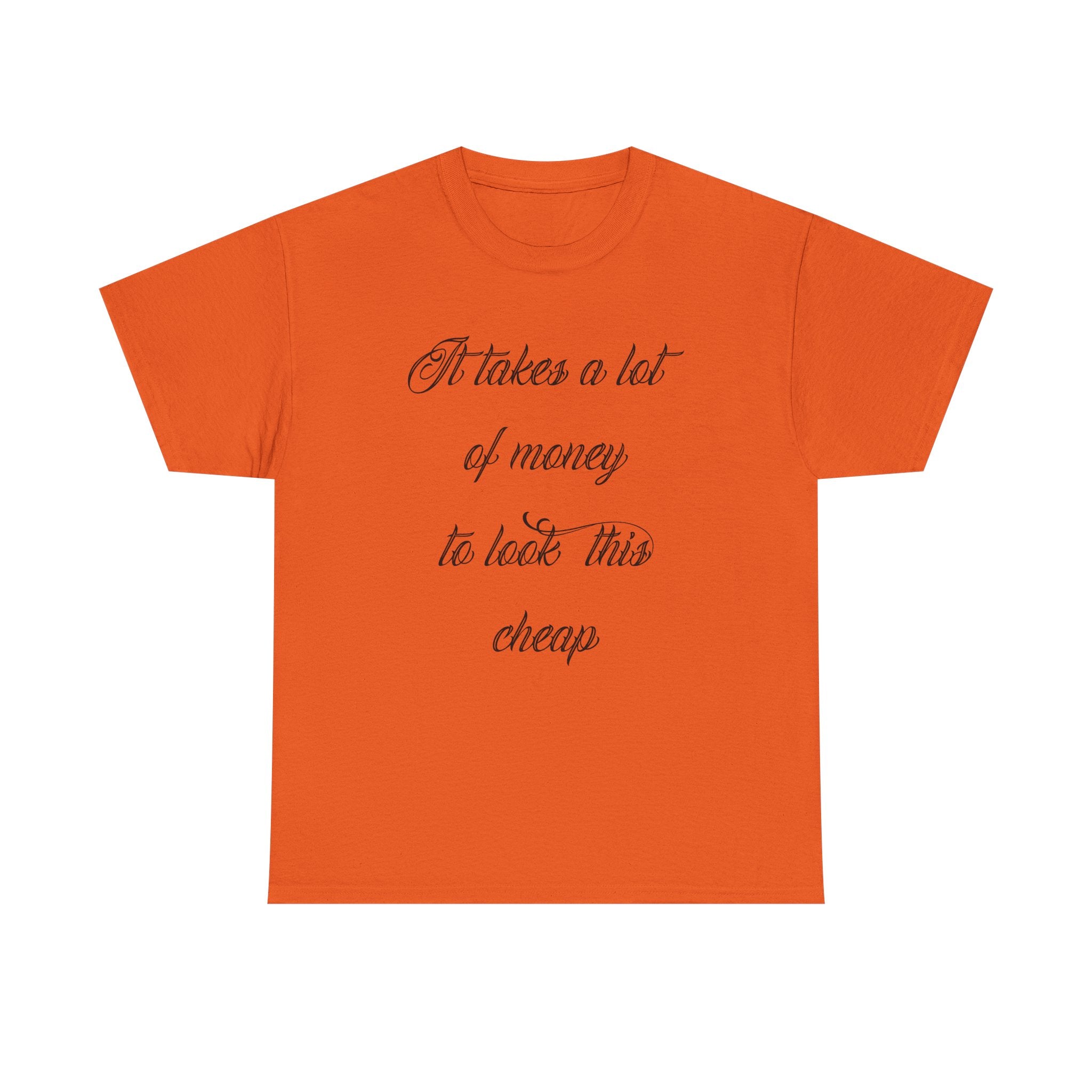 T-Shirt — "It takes a lot of money to look this cheap" Script Graphic Tee