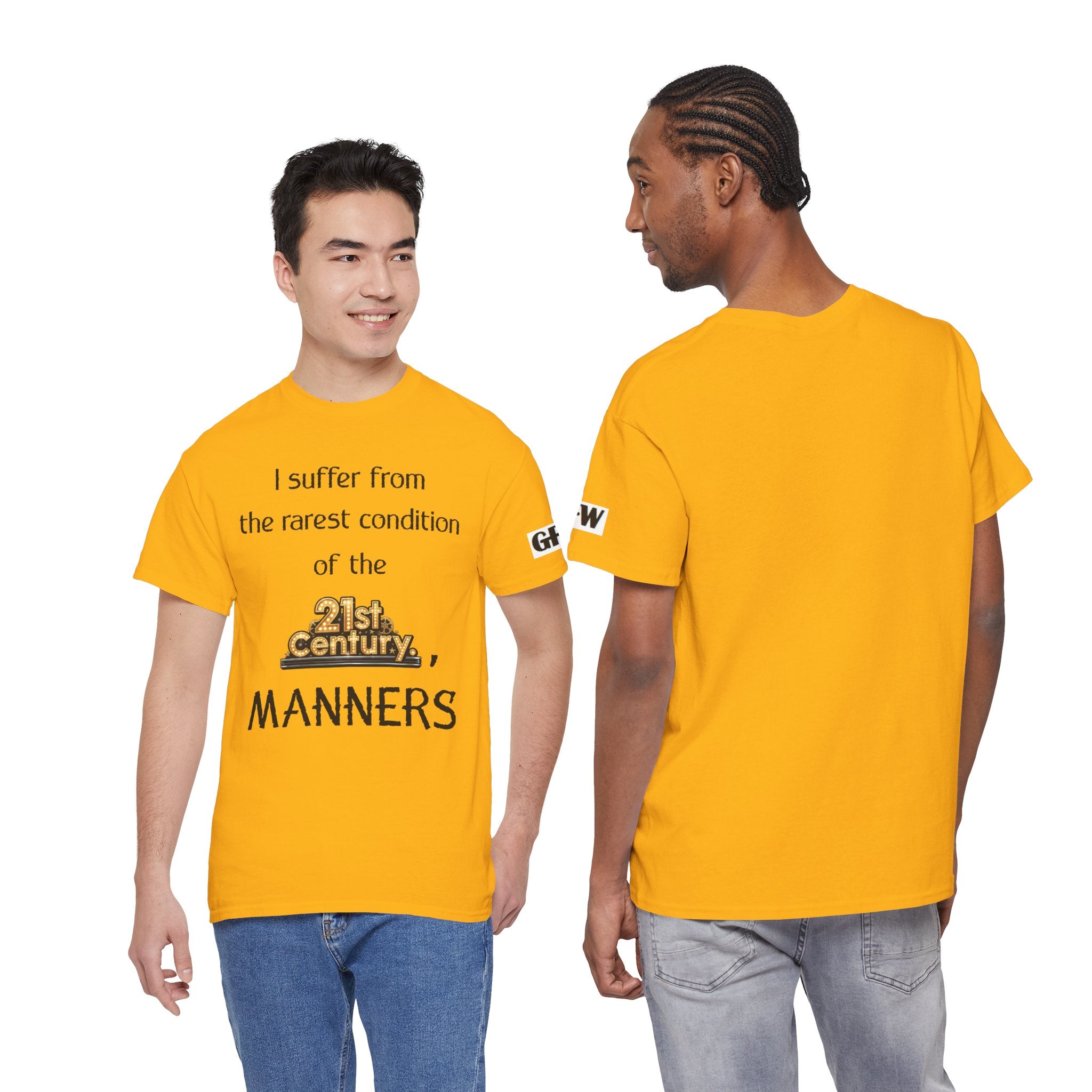 T‑Shirt — "I suffer from the rarest condition of the 21st Century: Manners" Vintage Lettering Tee