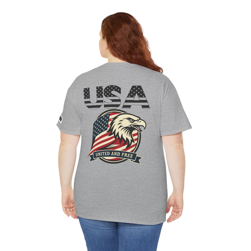 USA Bald Eagle T‑Shirt — "United and Free" Patriotic Tee