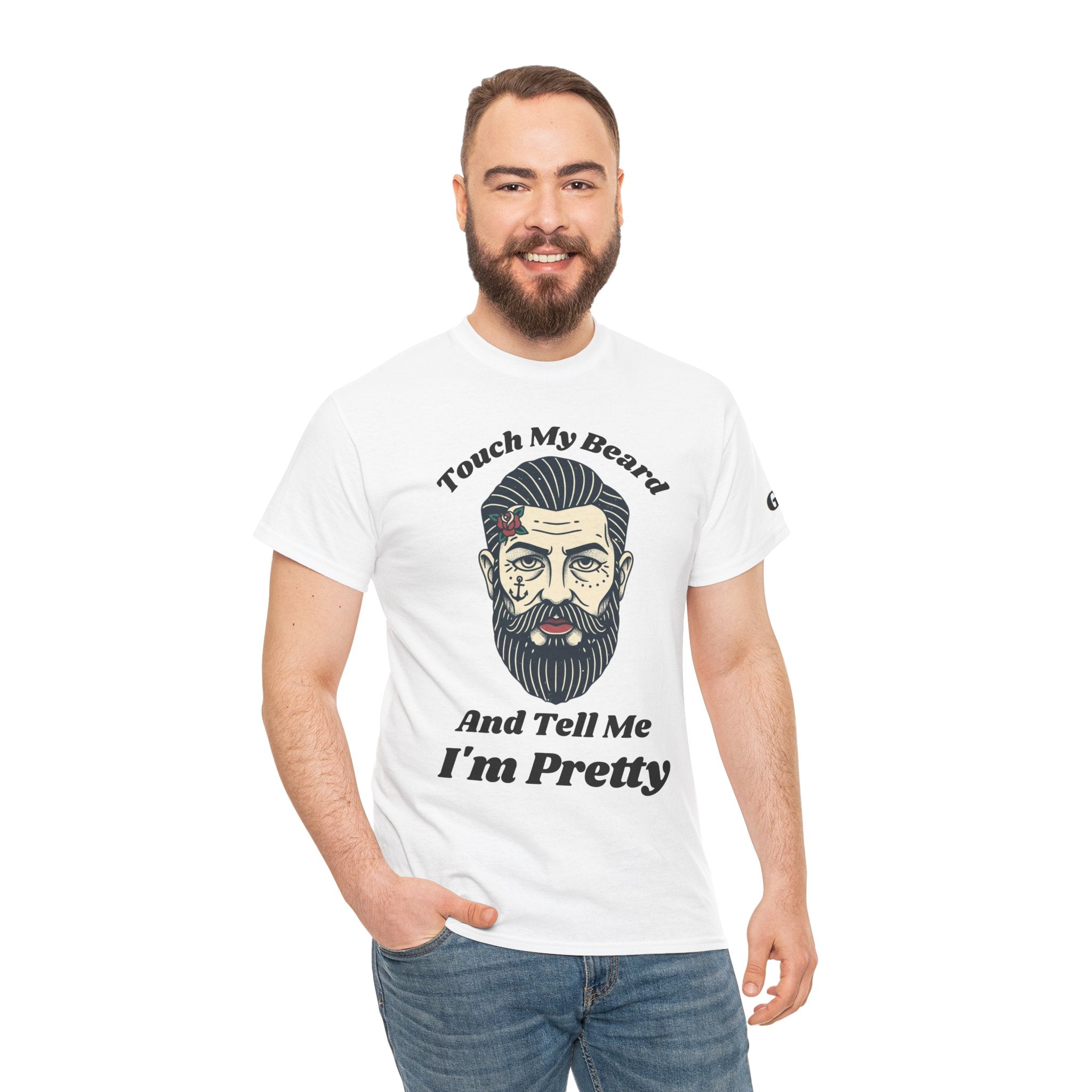 Bearded Tee – "Touch My Beard And Tell Me I'm Pretty" Funny Graphic T-Shirt