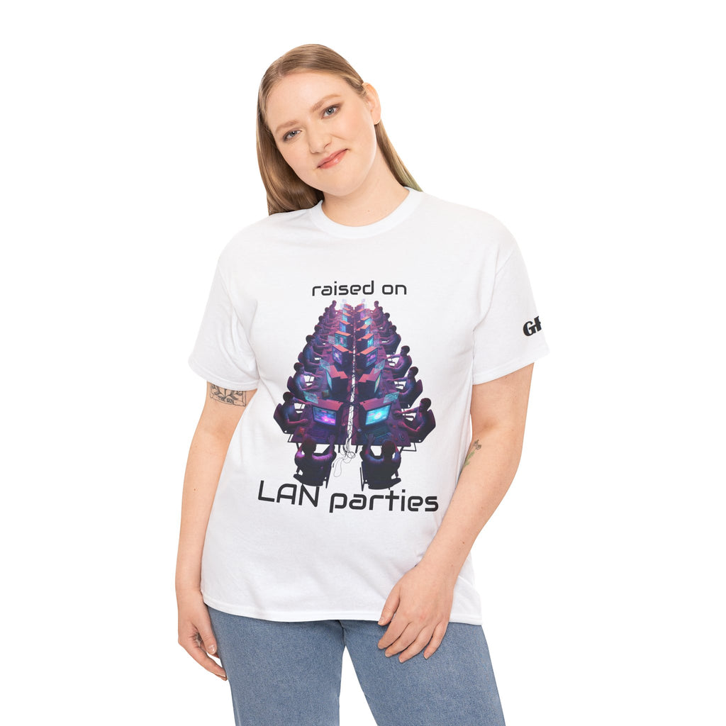 LAN Parties T-Shirt — "Raised on LAN parties" PC Gaming Tee with LAN Checklist