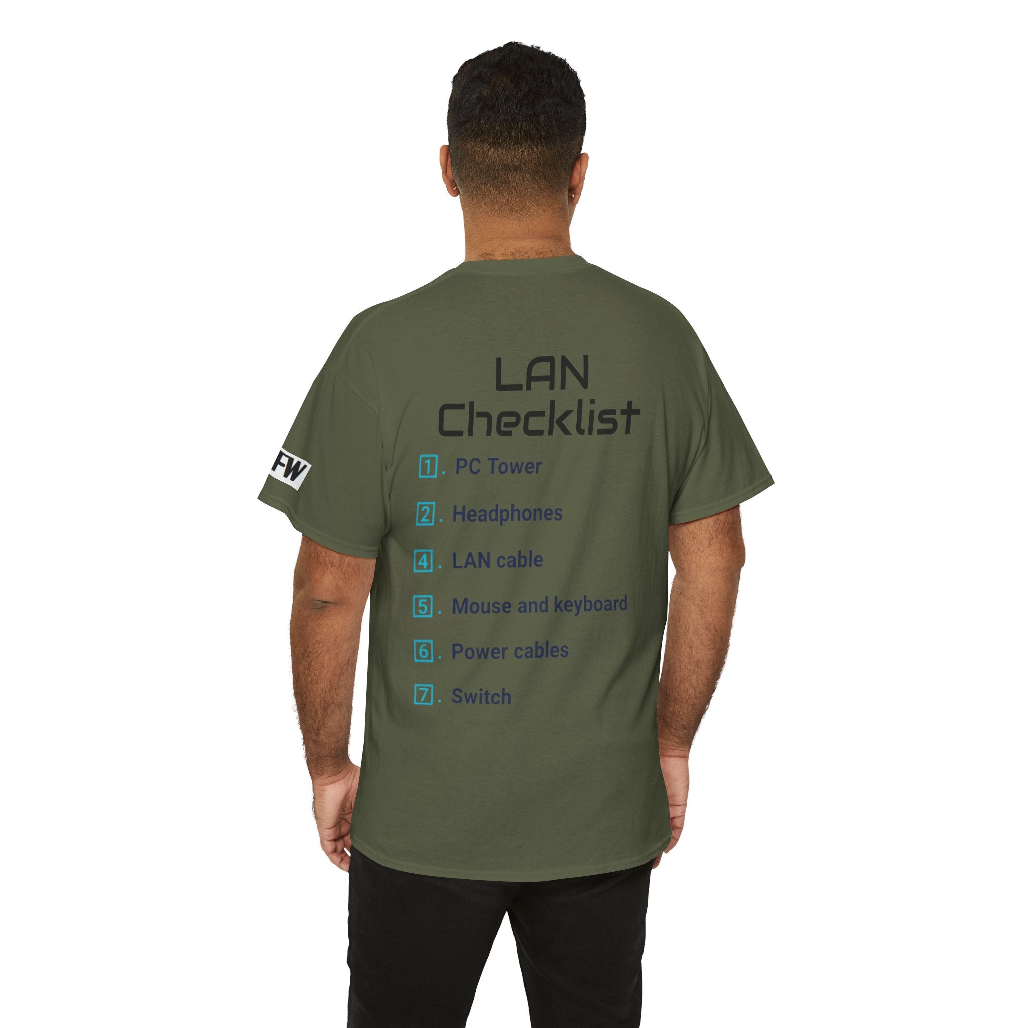 LAN Parties T-Shirt — "Raised on LAN parties" PC Gaming Tee with LAN Checklist