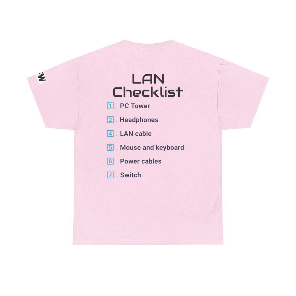 LAN Parties T-Shirt — "Raised on LAN parties" PC Gaming Tee with LAN Checklist