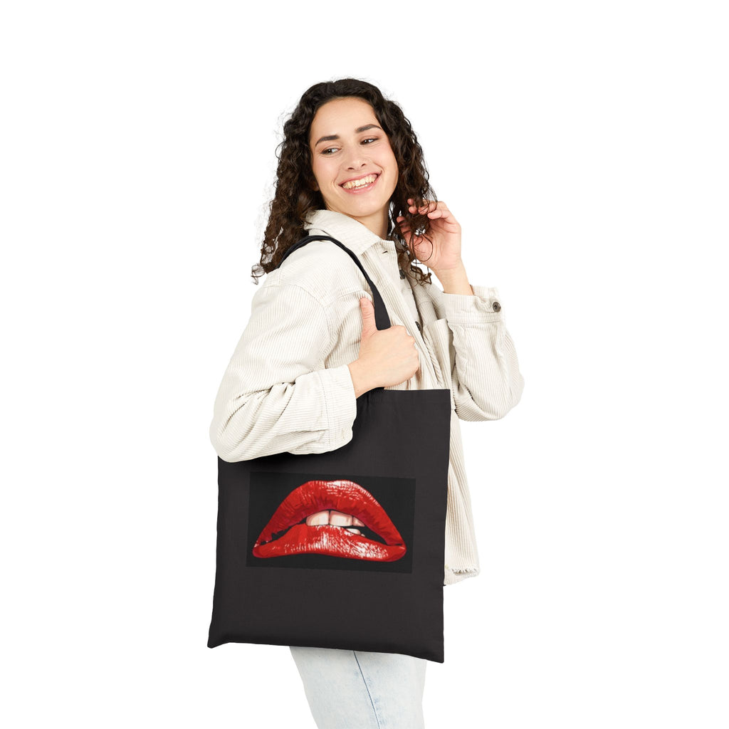 Retro Pop Art Tote Bag — "Oh Behave!" & Red Lips Canvas Shopper