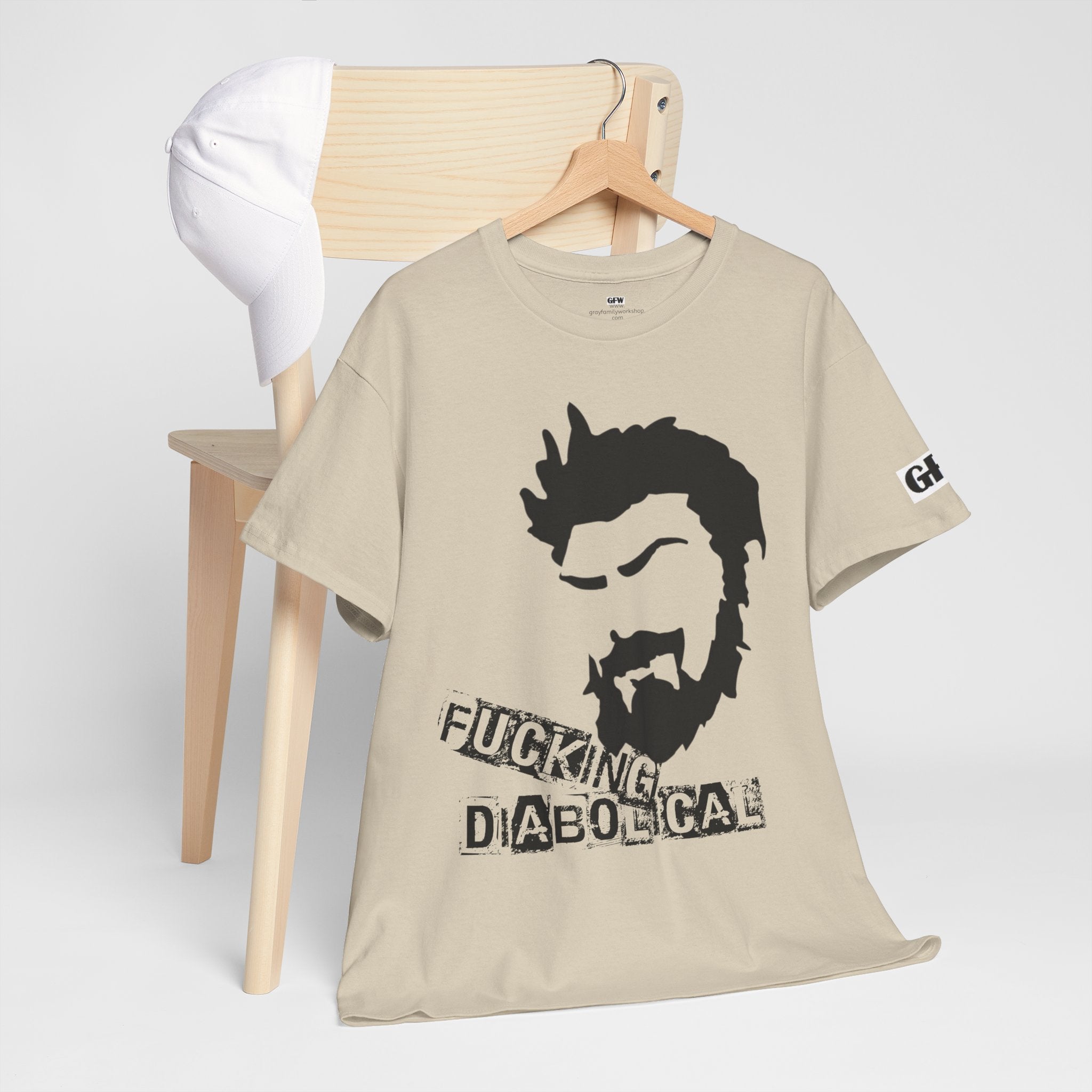Diabolical Beard Graphic Tee – "Fucking Diabolical" White Cotton Shirt