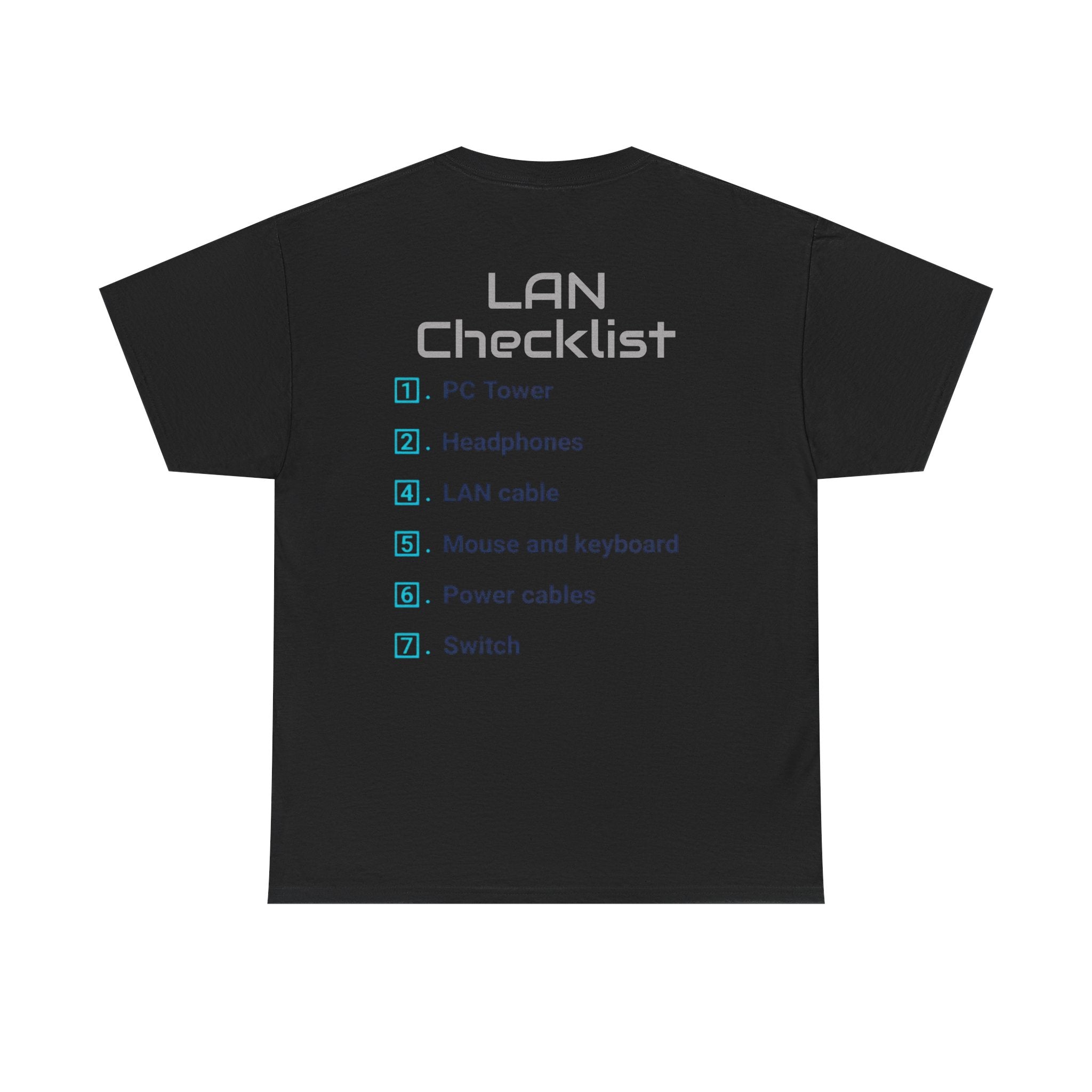 LAN Parties T-Shirt — "Raised on LAN parties" PC Gaming Tee with LAN Checklist