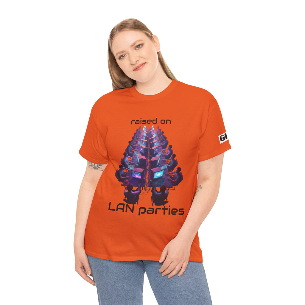 LAN Parties T-Shirt — "Raised on LAN parties" PC Gaming Tee with LAN Checklist