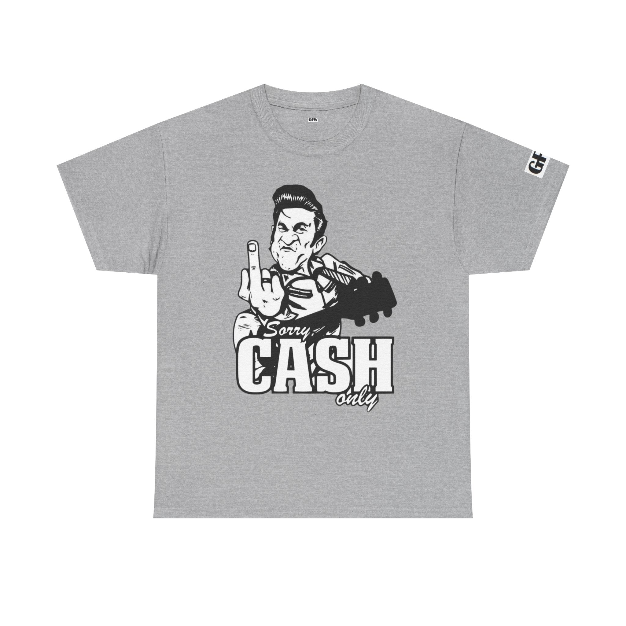 Graphic Tee — 'Sorry Cash Only' Johnny Guitar Retro Rock T-Shirt