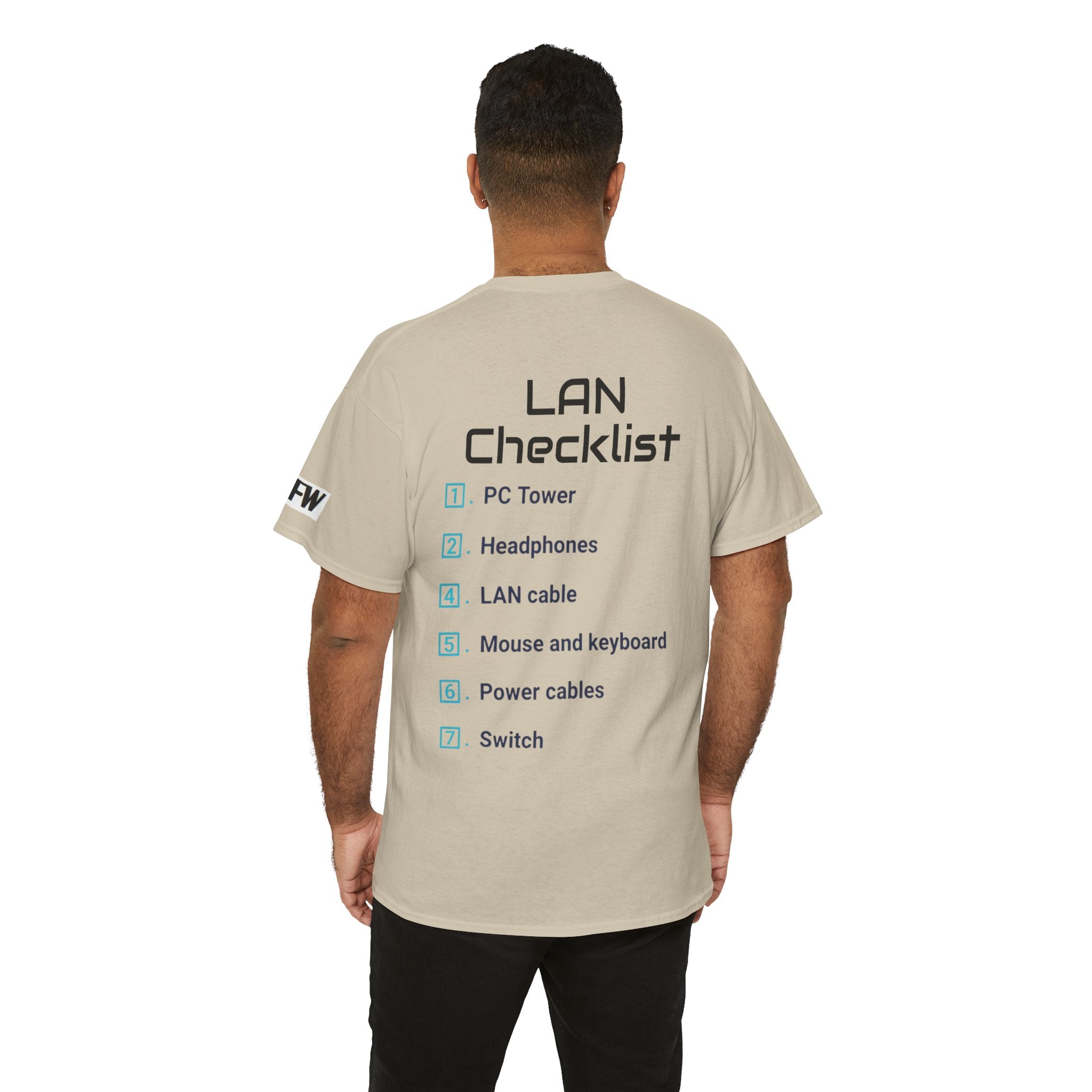 LAN Parties T-Shirt — "Raised on LAN parties" PC Gaming Tee with LAN Checklist