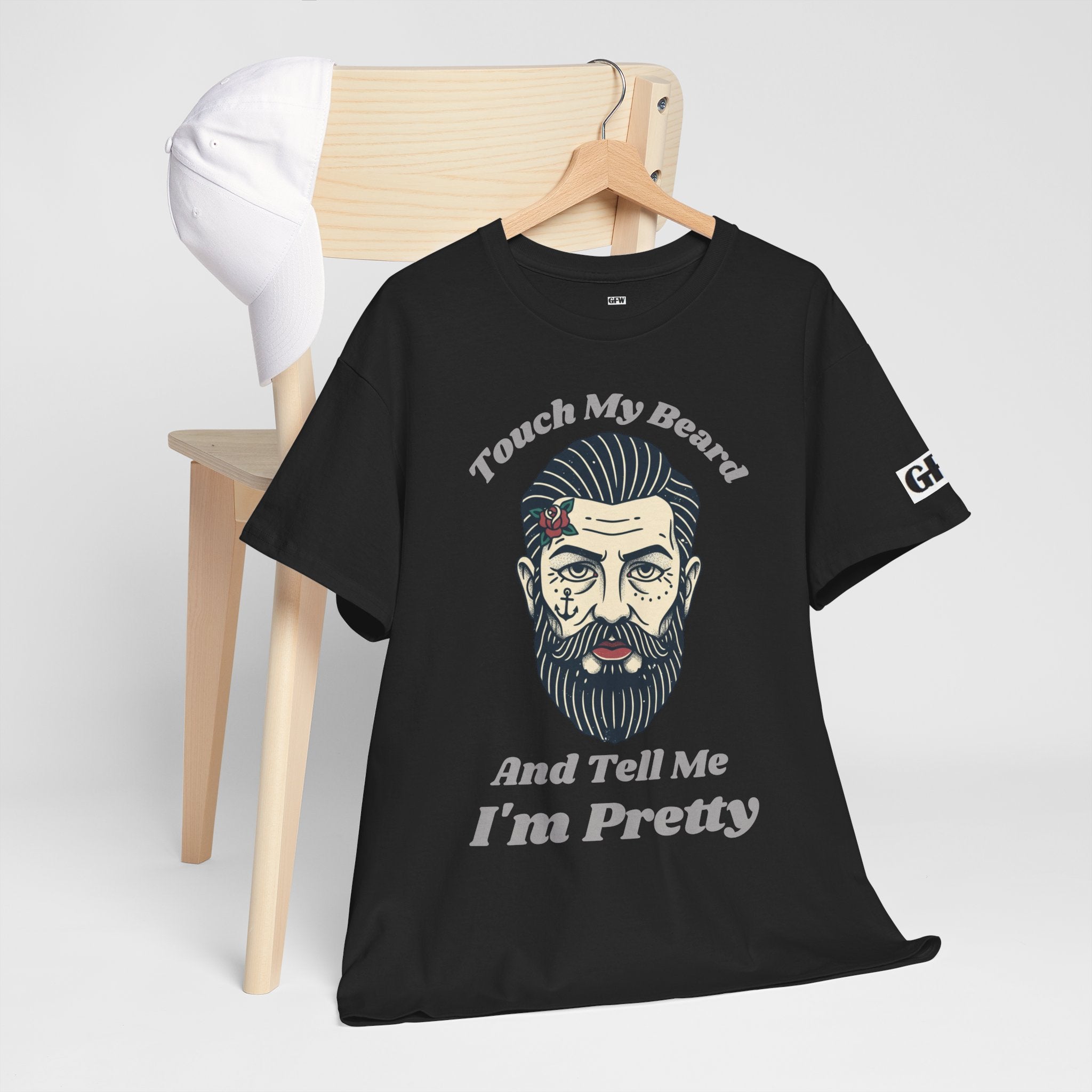 Bearded Tee – "Touch My Beard And Tell Me I'm Pretty" Funny Graphic T-Shirt