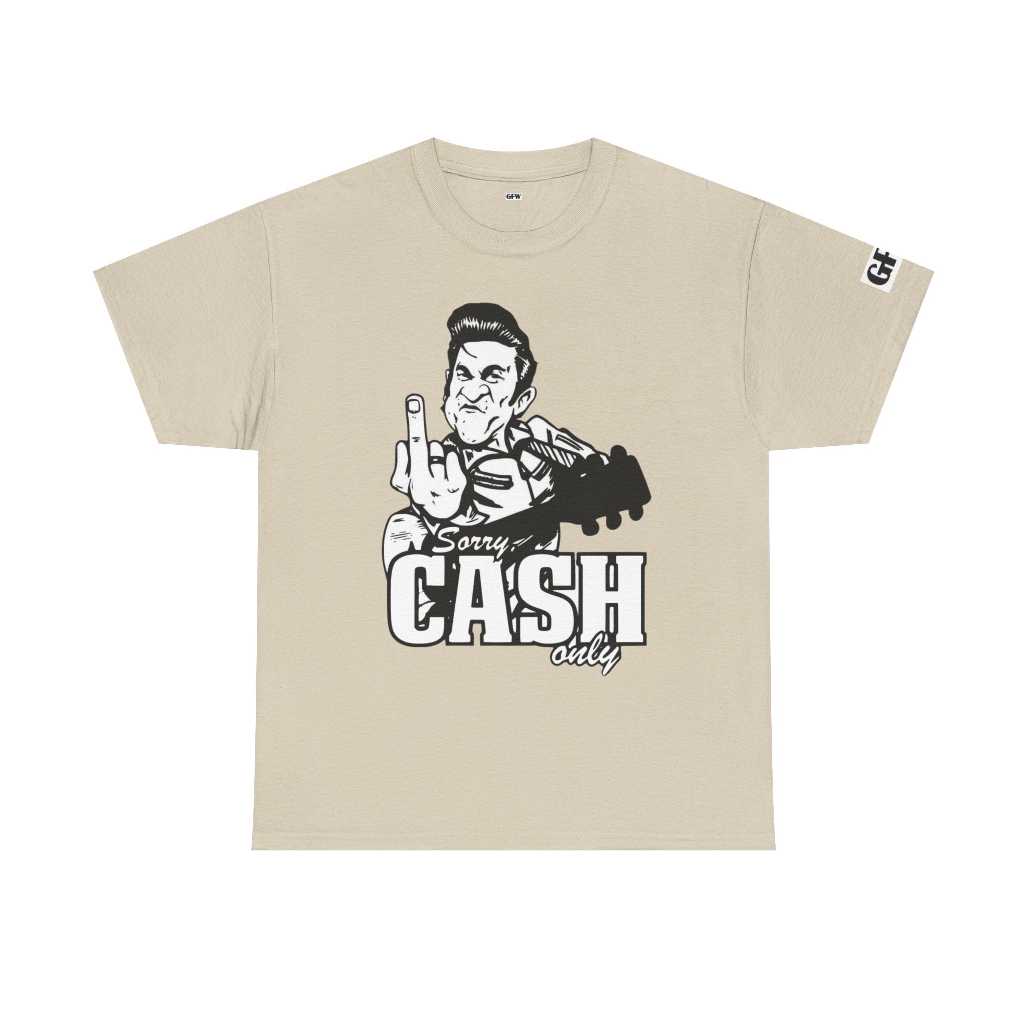 Graphic Tee — 'Sorry Cash Only' Johnny Guitar Retro Rock T-Shirt