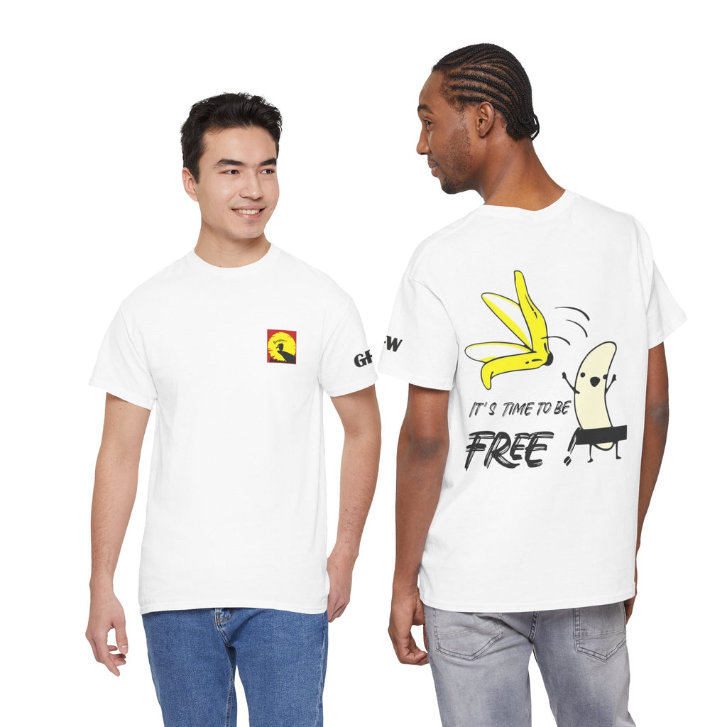 Banana Peel Freedom Tee — "It's Time to Be Free" Graphic T-Shirt