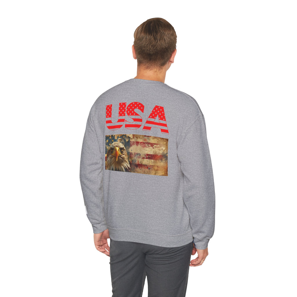 Patriotic USA Eagle Crewneck Sweatshirt — "YES I AM AN AMERICAN" Graphic