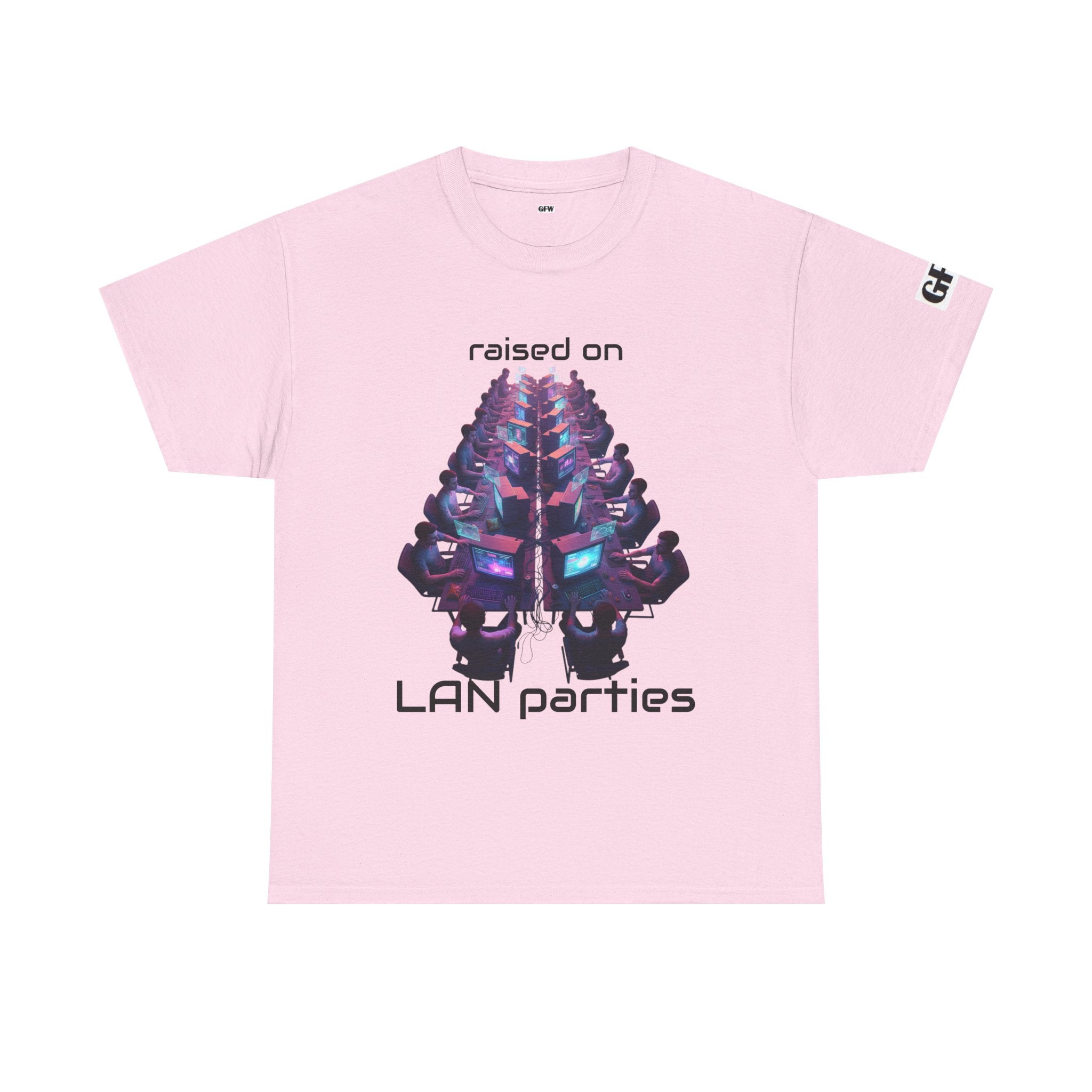 LAN Parties T-Shirt — "Raised on LAN parties" PC Gaming Tee with LAN Checklist