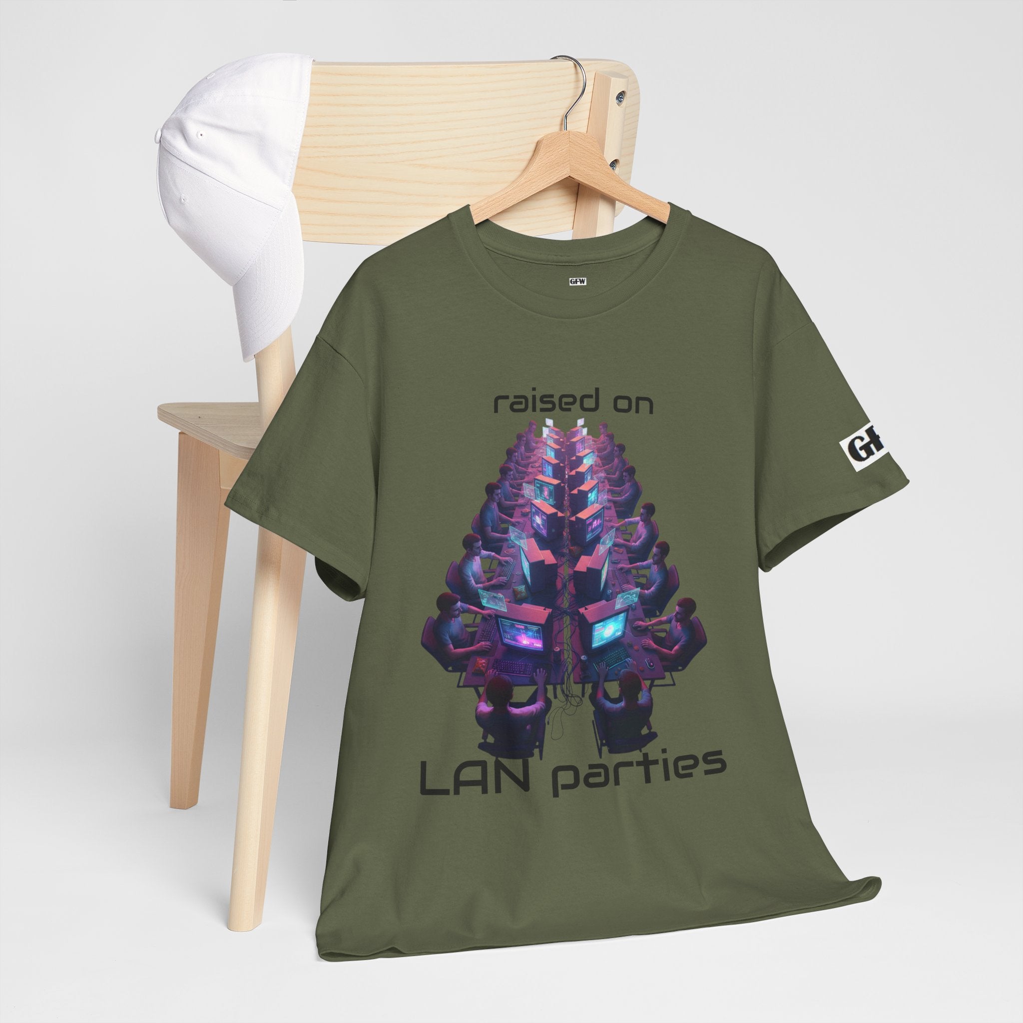 LAN Parties T-Shirt — "Raised on LAN parties" PC Gaming Tee with LAN Checklist